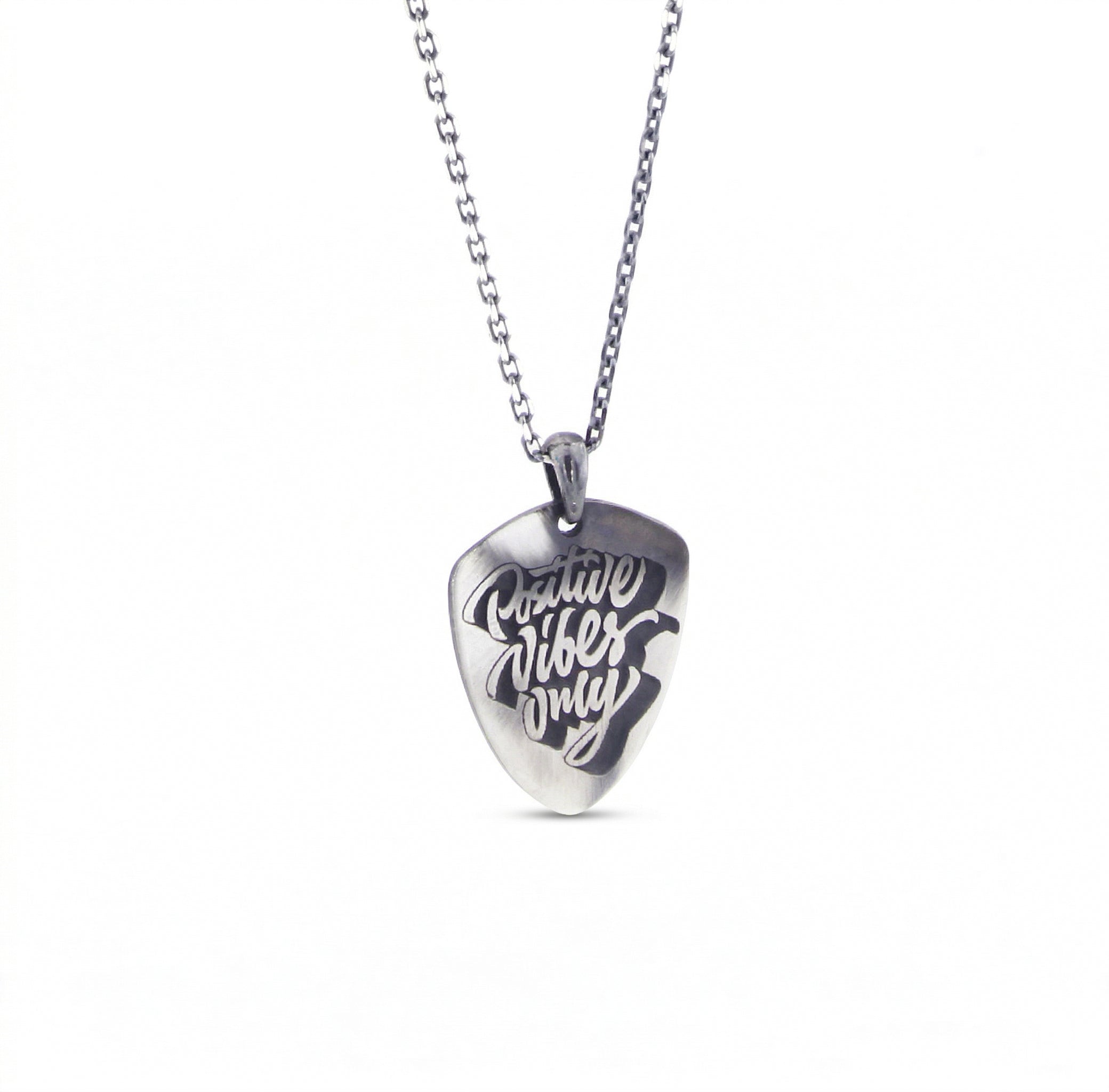 Positive Vibes Shield Necklace in Sterling Silver