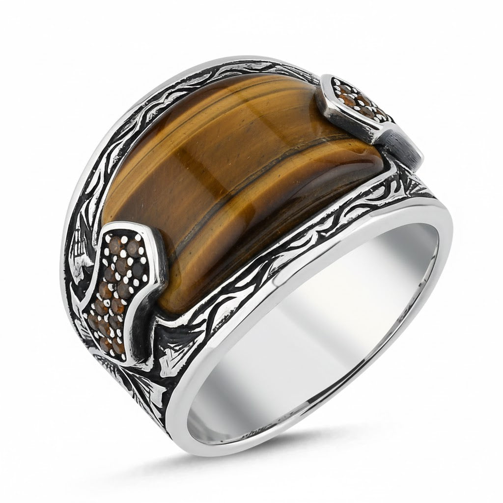 Prince Arc Shield Zircon G.s Ring in Sterling Silver