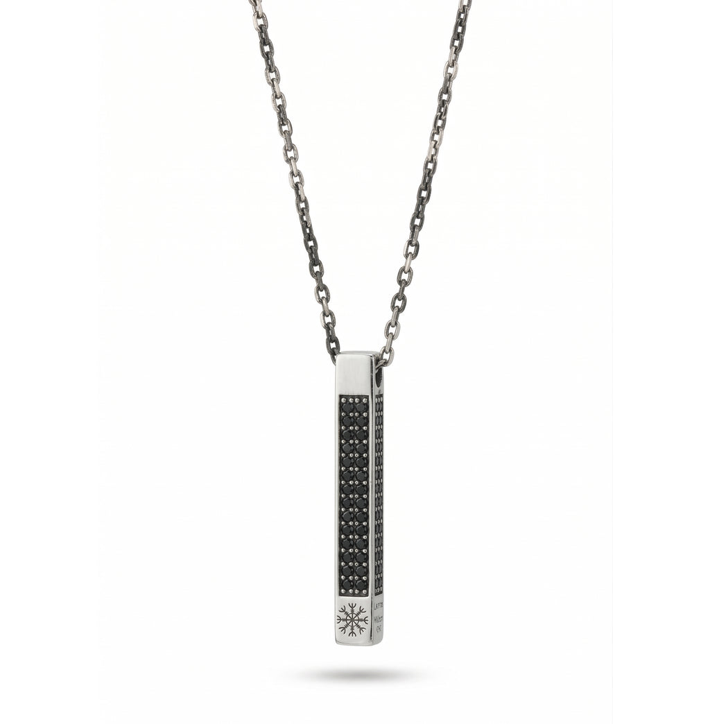 Protection Zircon Stick Necklace in Sterling Silver