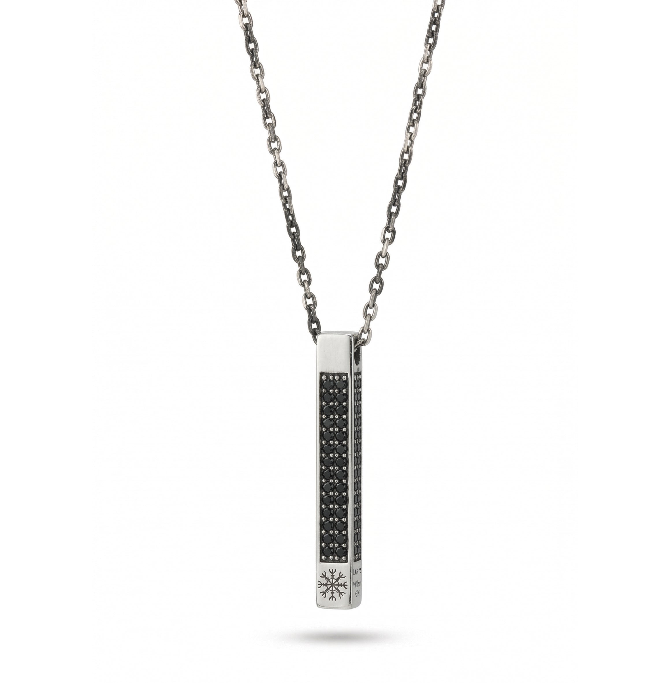 Protection Zircon Stick Necklace in Sterling Silver