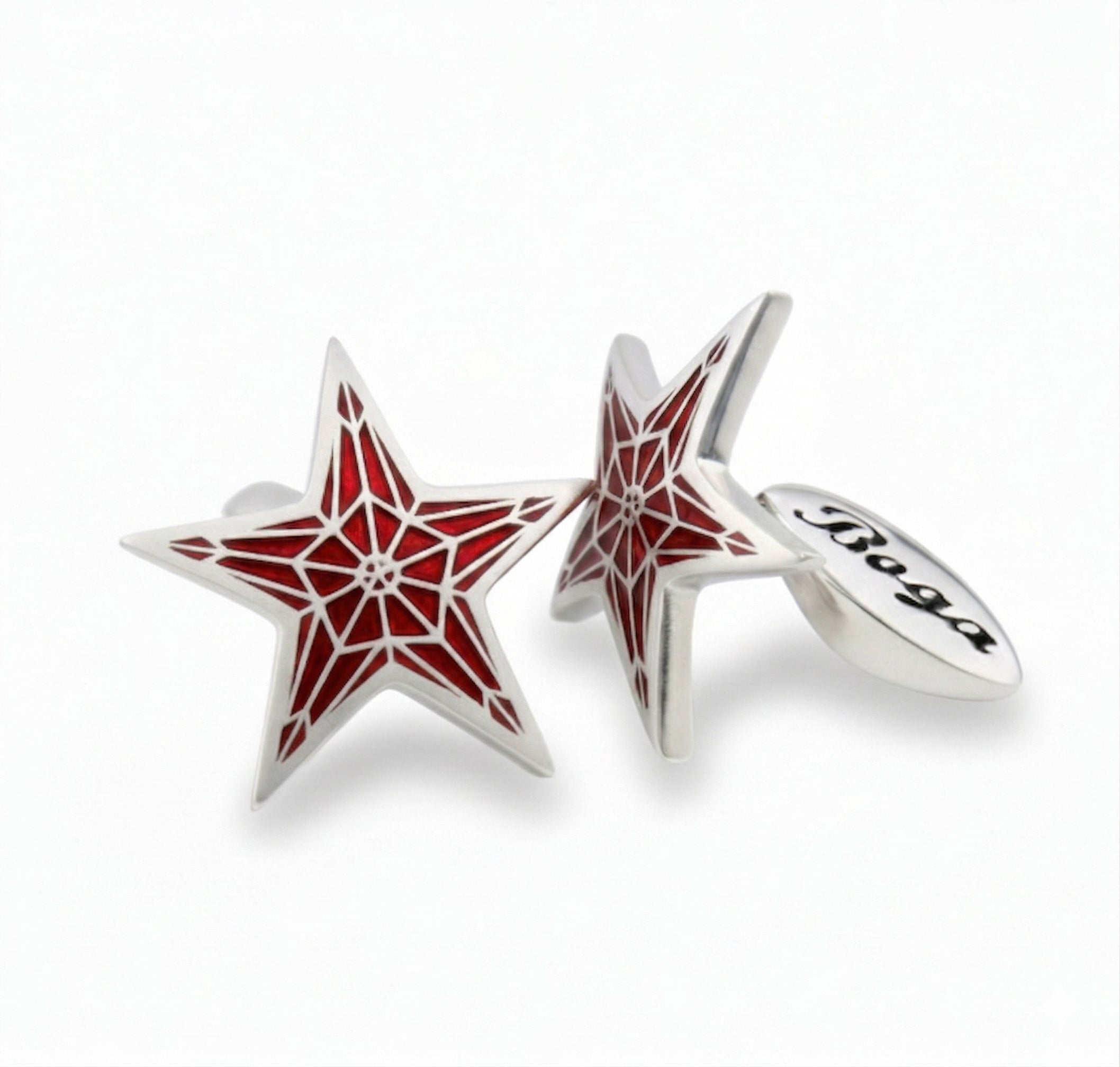 R. Star Pentagon Dkp Cufflinks in Sterling Silver