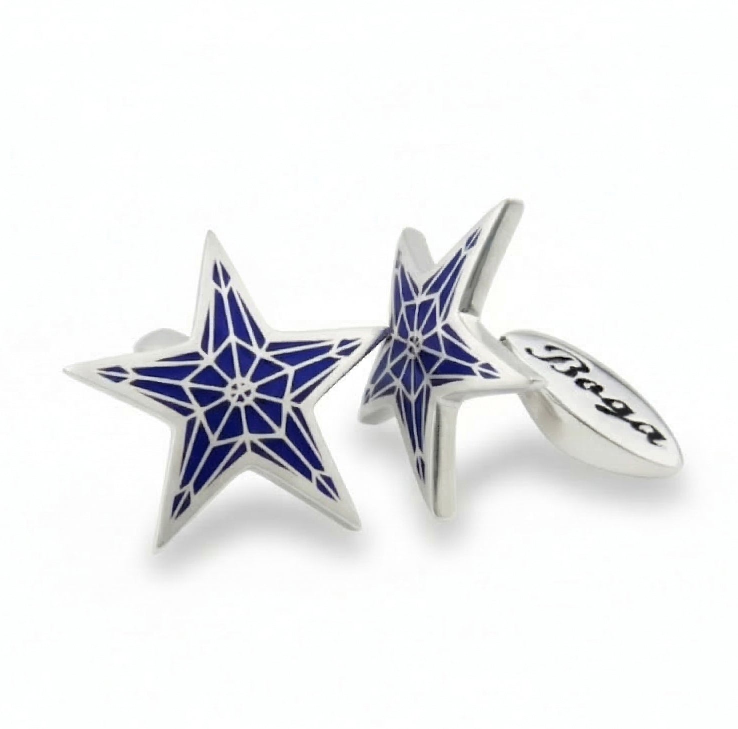 R. Star Pentagon Dkp Cufflinks in Sterling Silver