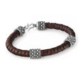 Ragnar 2pcs Leather Cross Bracelet in Sterling Silver