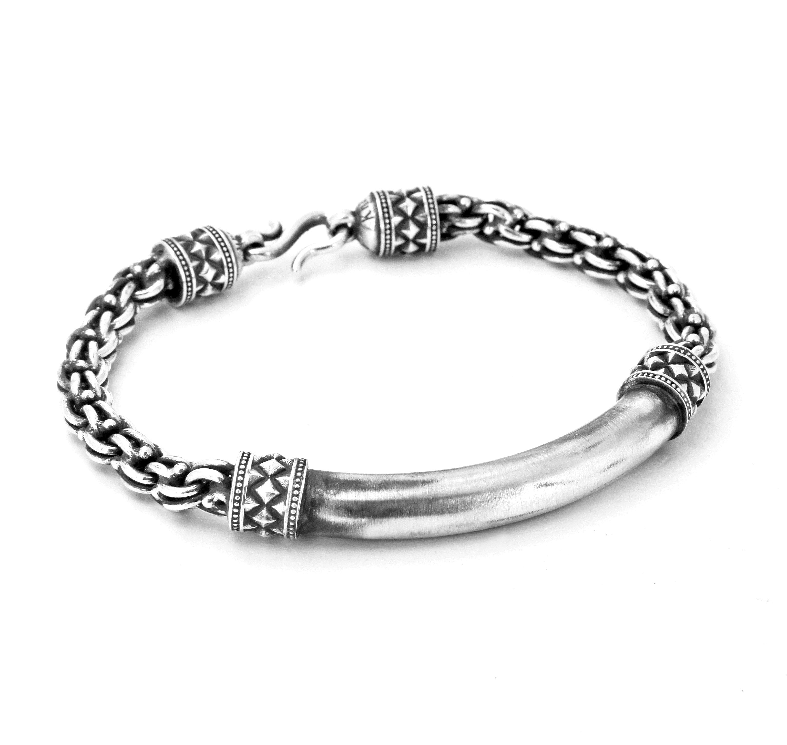 Ragnar Pipe Bridge Chain Bracelet in Sterling Silver