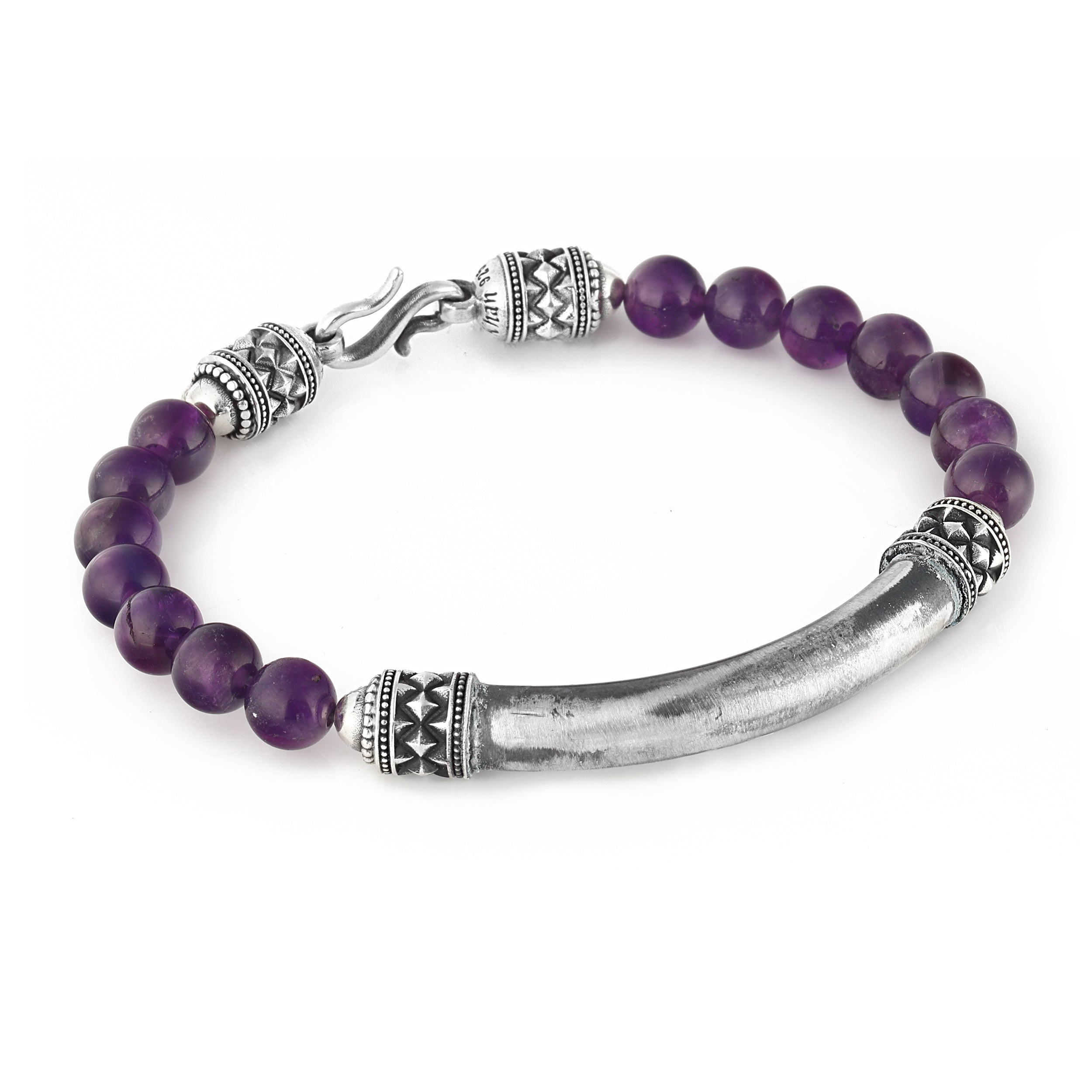 Ragnar Pipe Bridge Gem Stone Bracelet in Sterling Silver