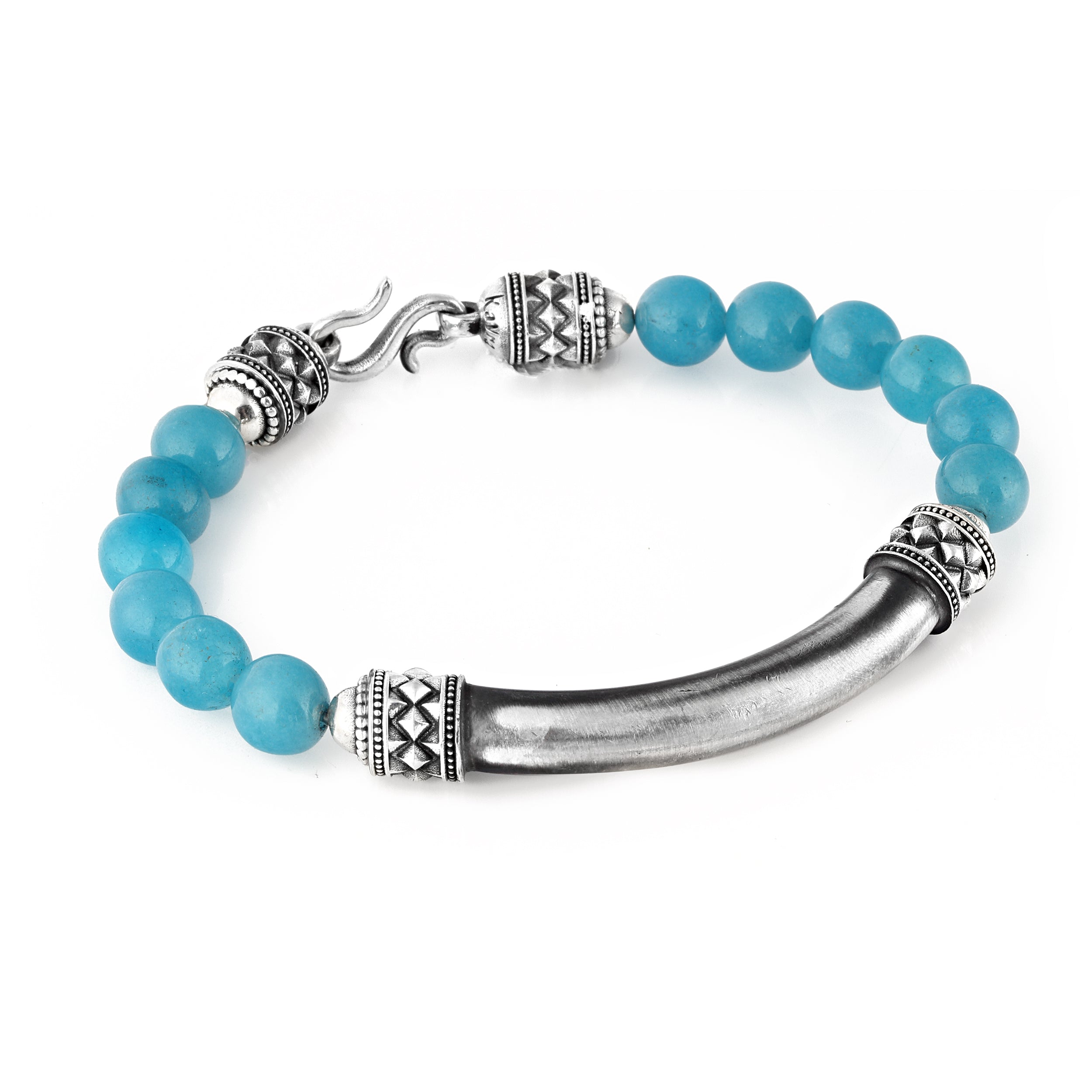 Ragnar Pipe Bridge Gem Stone Bracelet in Sterling Silver