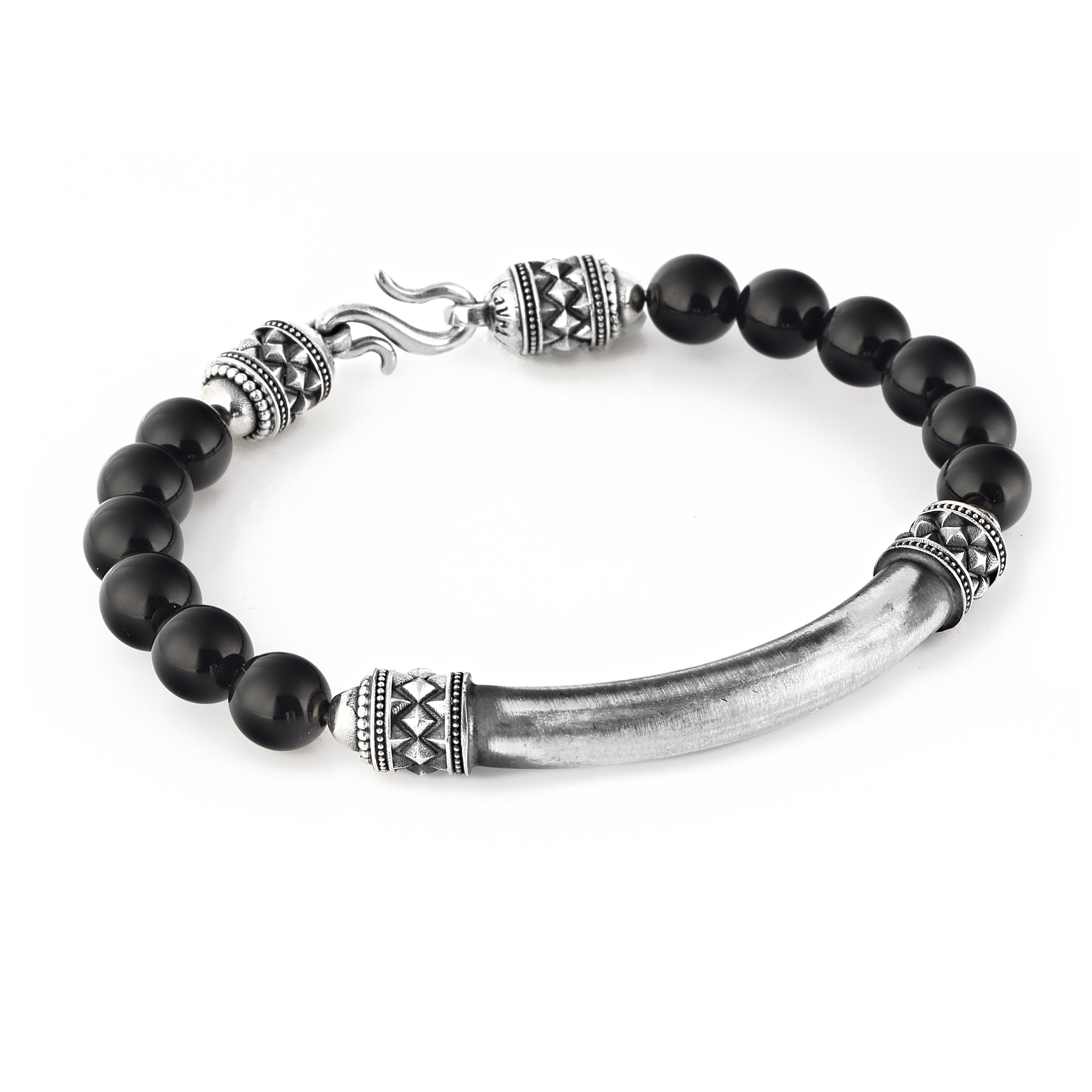 Ragnar Pipe Bridge Gem Stone Bracelet in Sterling Silver