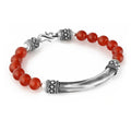 Ragnar Pipe Bridge Gem Stone Bracelet in Sterling Silver