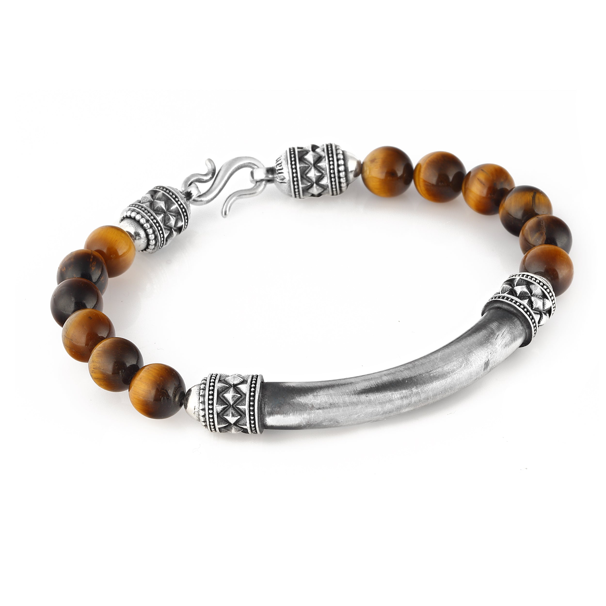 Ragnar Pipe Bridge Gem Stone Bracelet in Sterling Silver