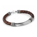 Ragnar Pipe Bridge Leather Bracelet in Sterling Silver