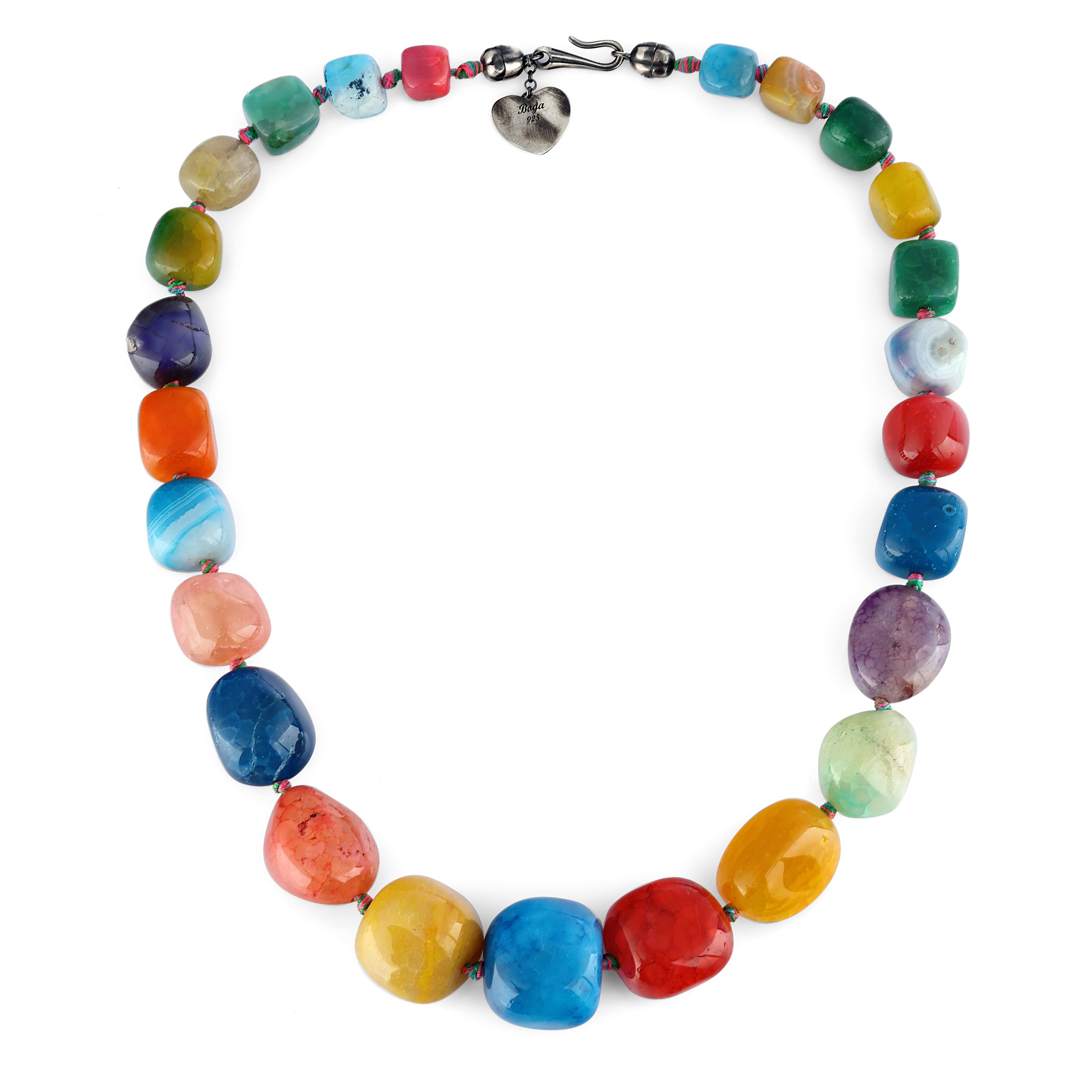 Rainbow Square Necklace in Sterling Silver