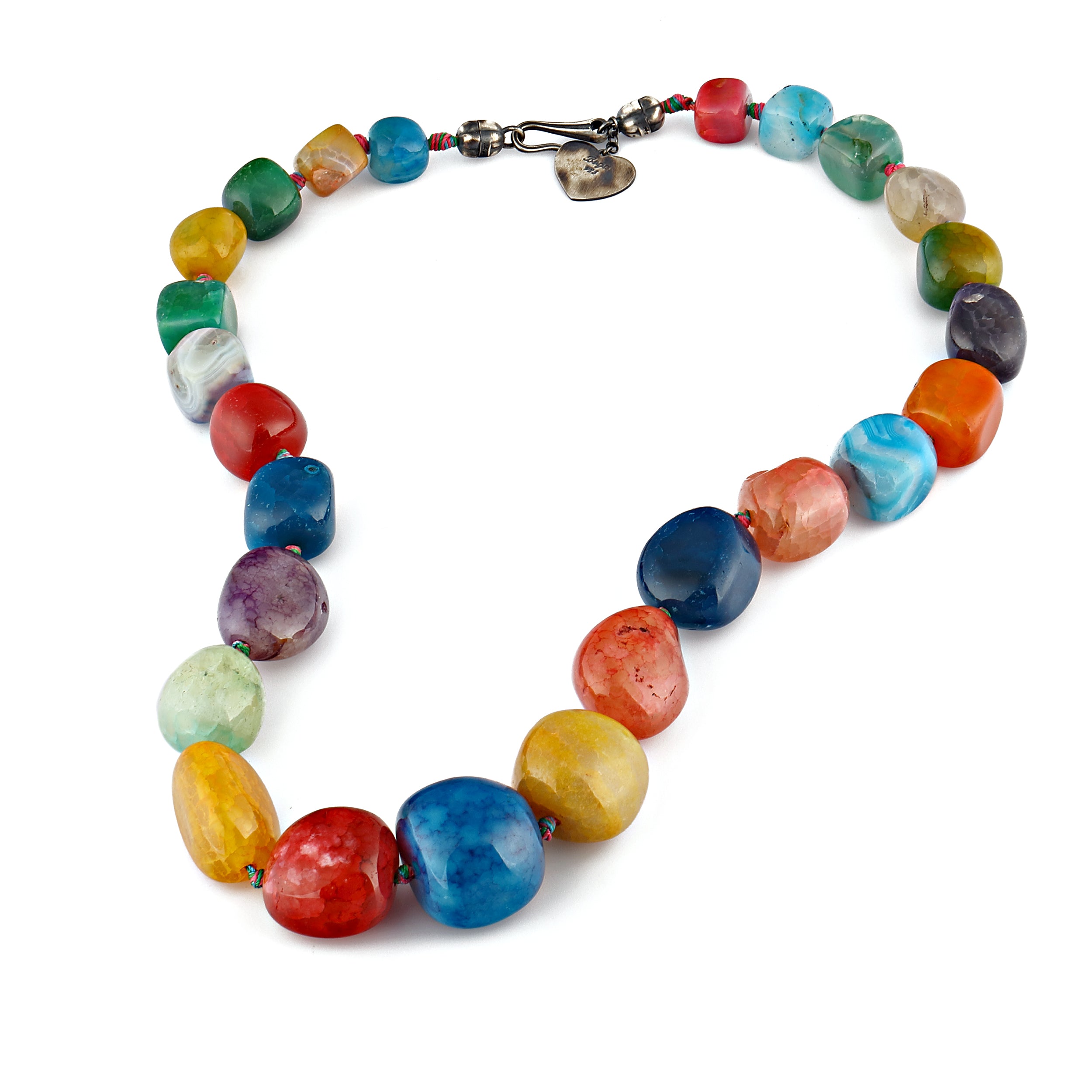 Rainbow Square Necklace in Sterling Silver