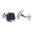 Rectangle Radius Gemstone Cufflinks in Sterling Silver