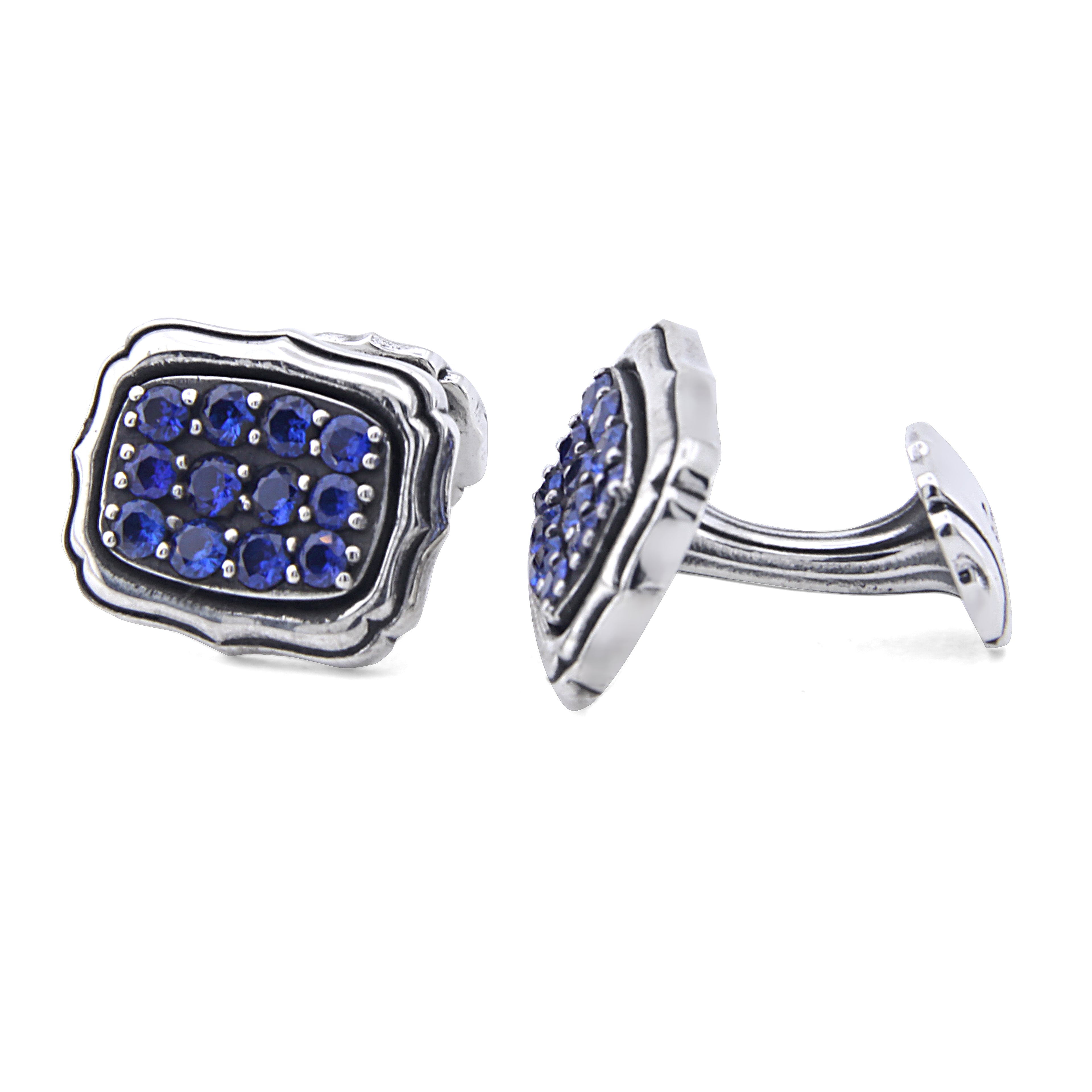 Rectangle Radius Zircon Cufflinks in Sterling Silver