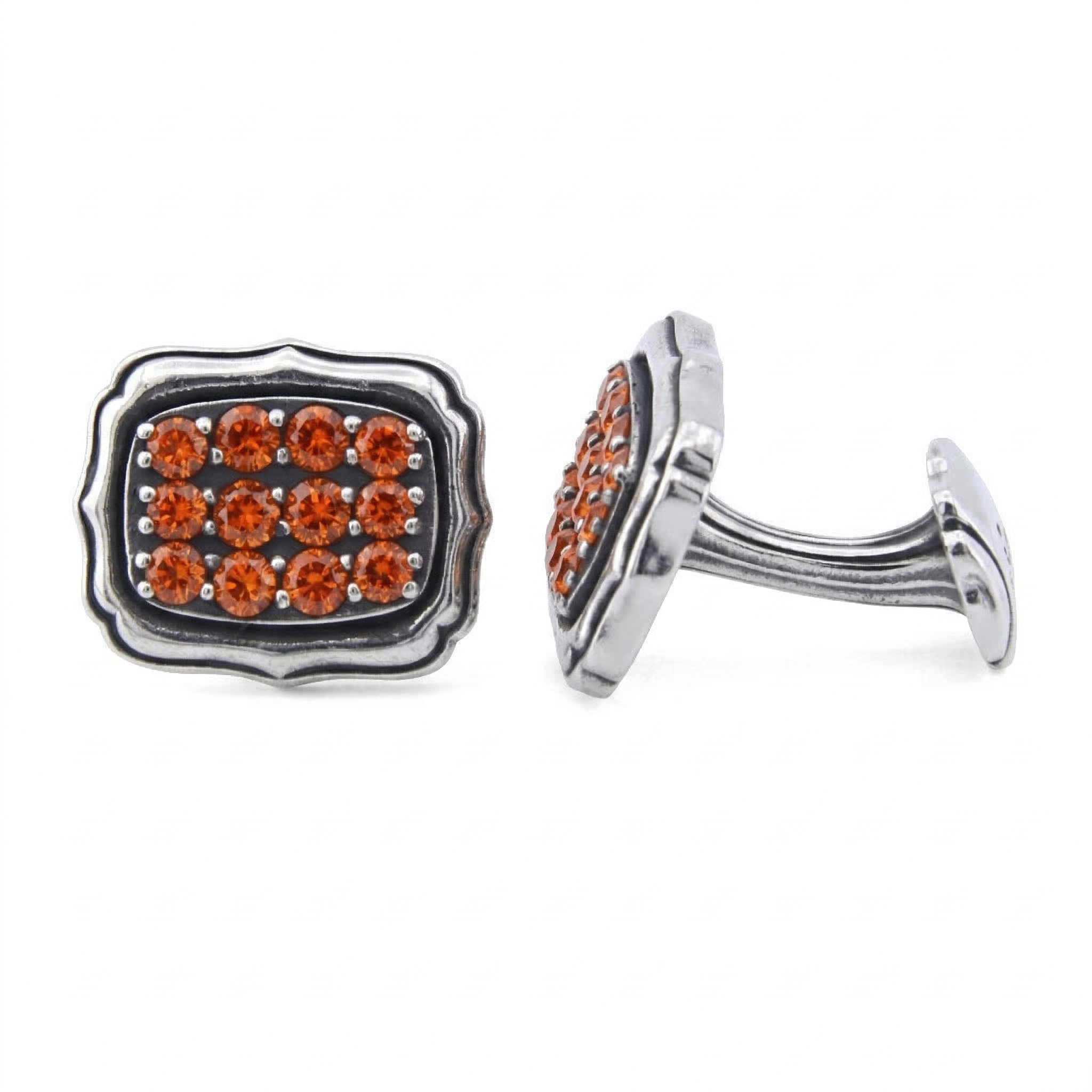 Rectangle Radius Zircon Cufflinks in Sterling Silver