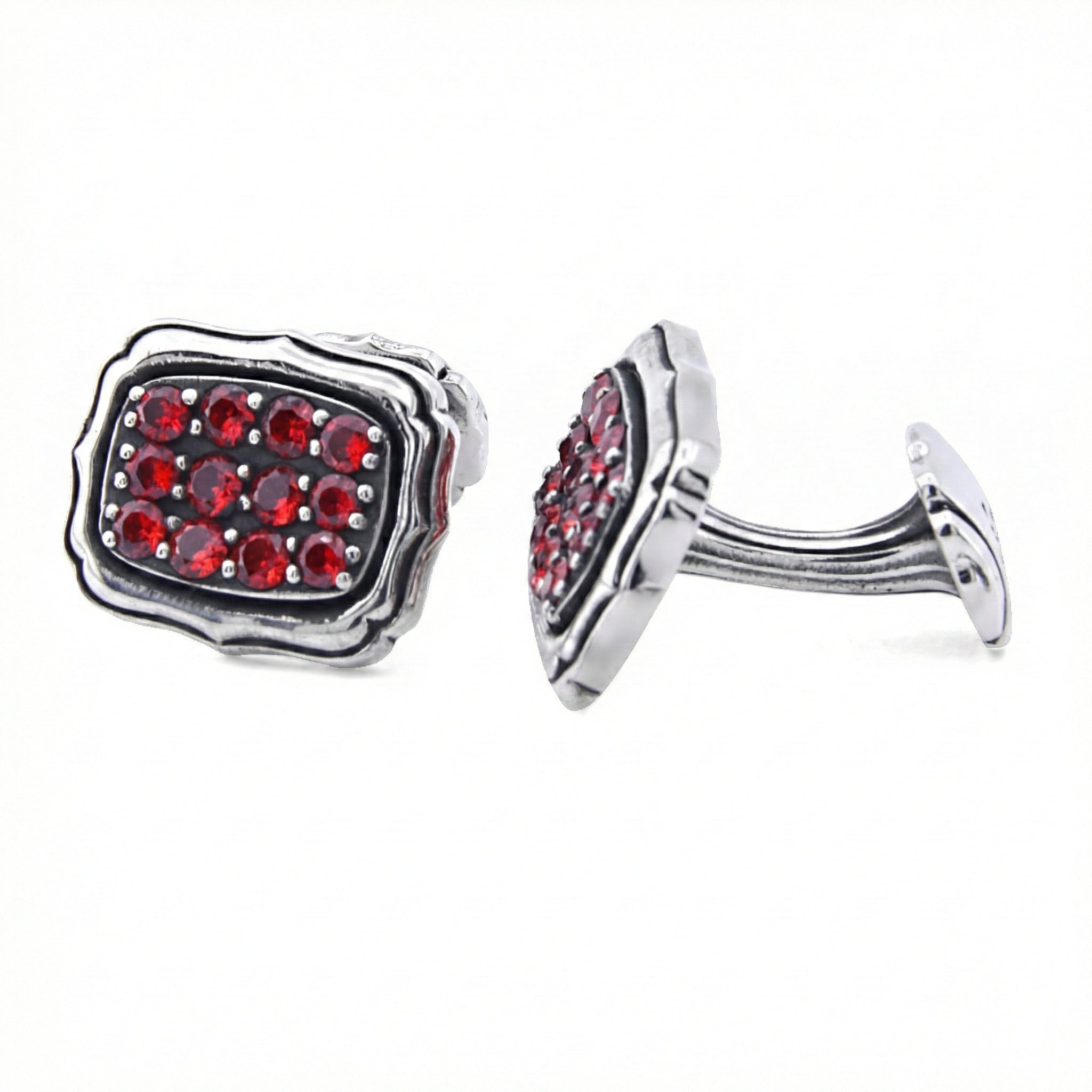 Rectangle Radius Zircon Cufflinks in Sterling Silver
