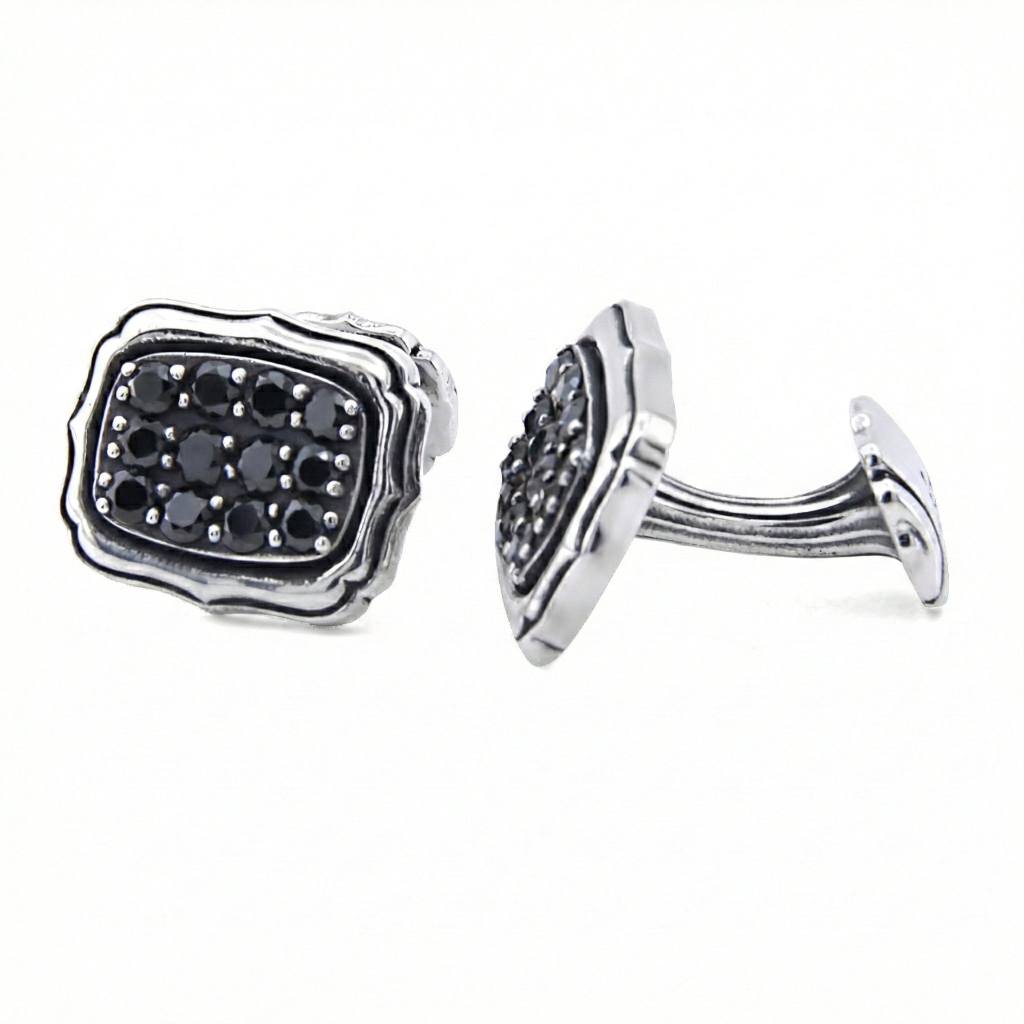 Rectangle Radius Zircon Cufflinks in Sterling Silver