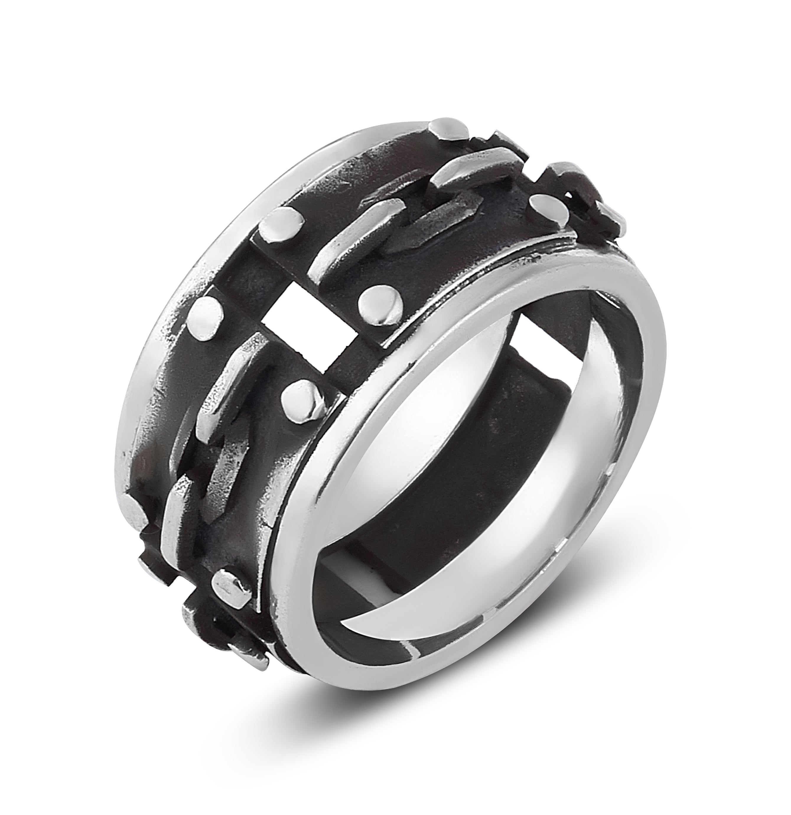 Rivet Chain Ring in Sterling Silver
