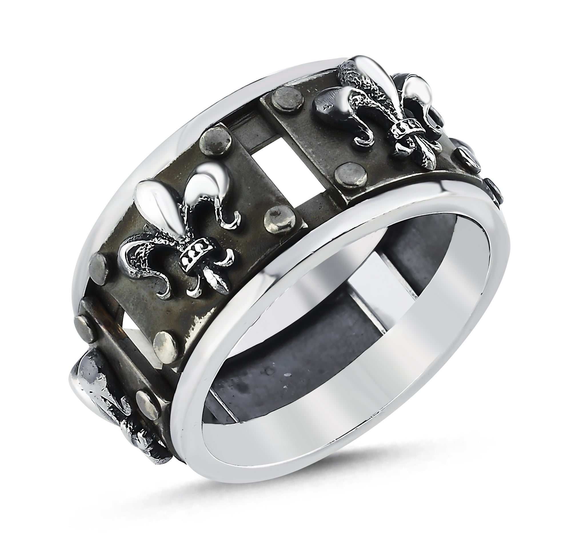 Rivet Fleur de Lis Ring in Sterling Silver