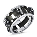 Rivet Skull Ring in Sterling Silver