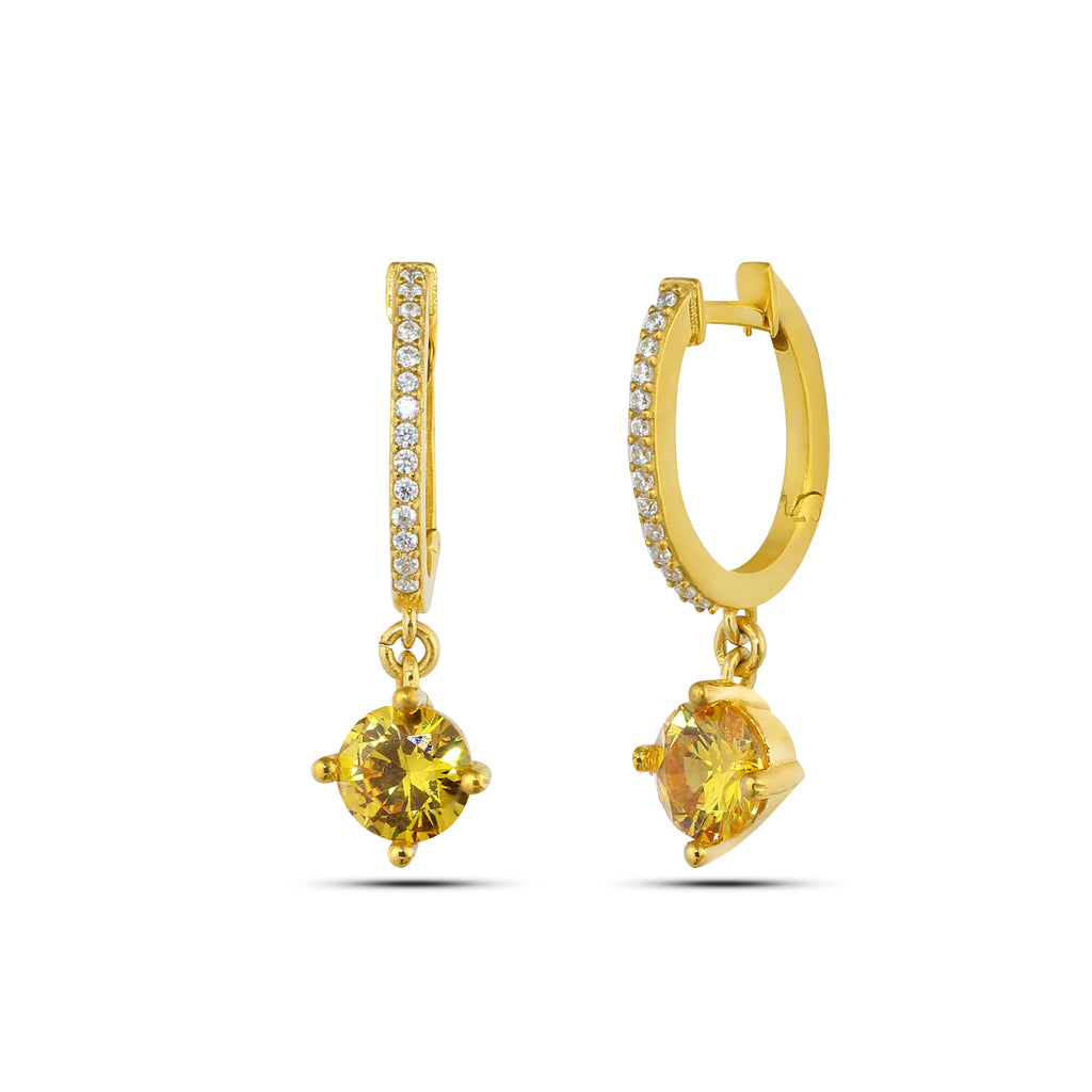Round Zircon Earring in Sterling Silver