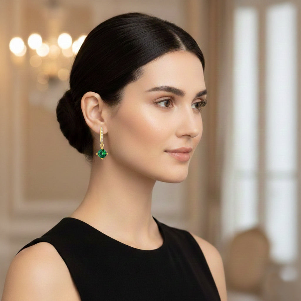 Round Zircon Earring in Sterling Silver