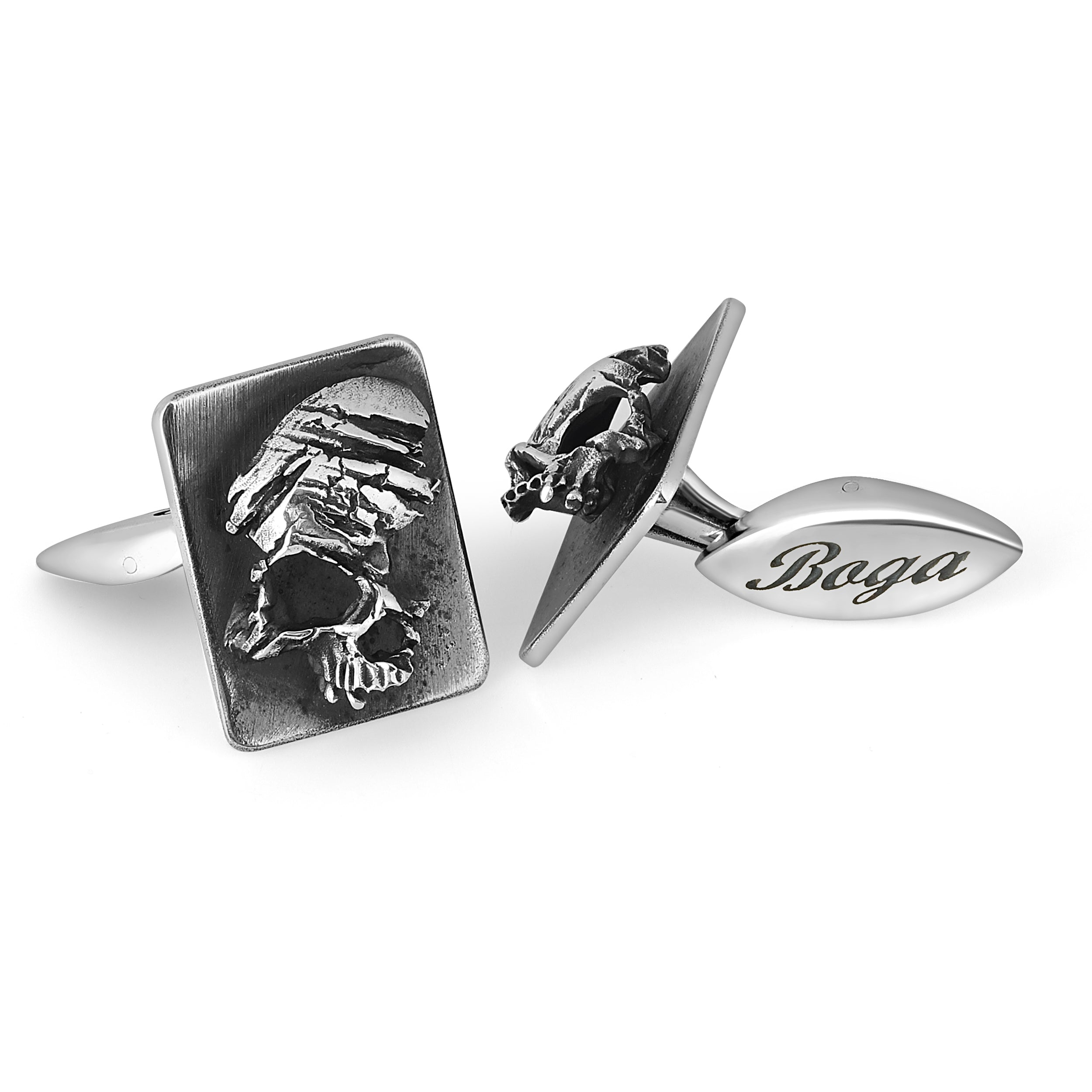 Scar Skull Cufflinks in Sterling Silver