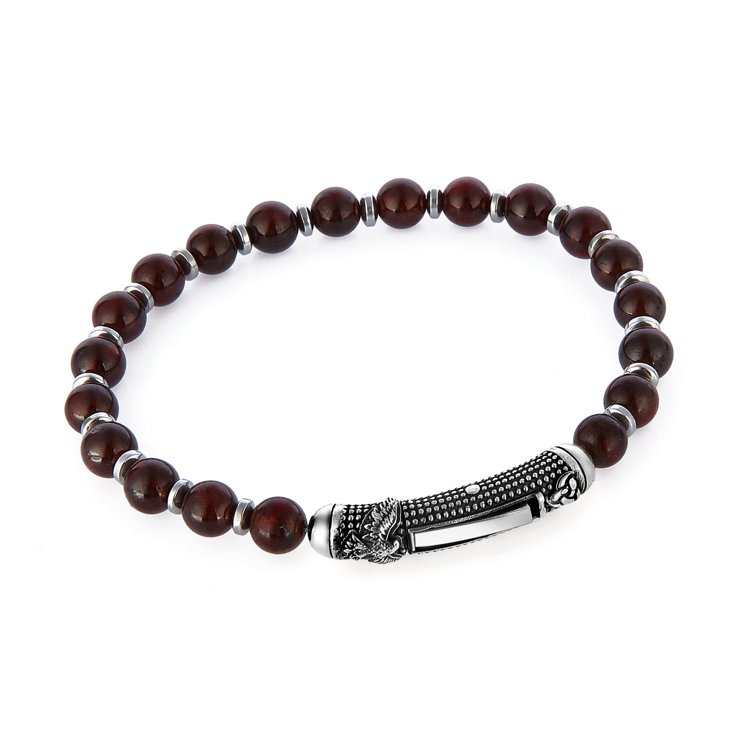 Single Lock Eagle Gem Stone Bracelet in Sterling Silver