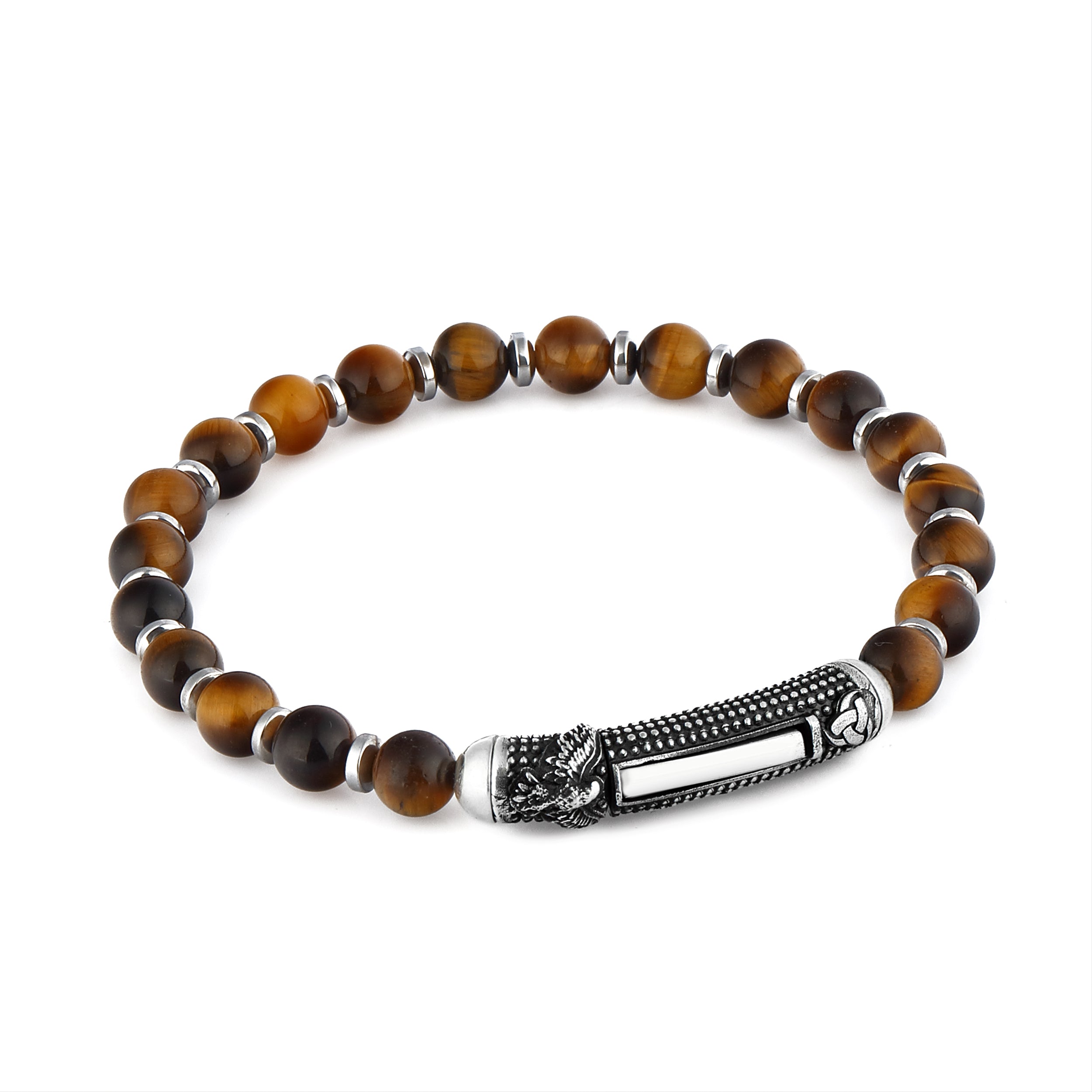 Single Lock Eagle Gem Stone Bracelet in Sterling Silver