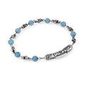 Single Lock-ms Long Skull Gemstone Bracelet in Sterling Silver