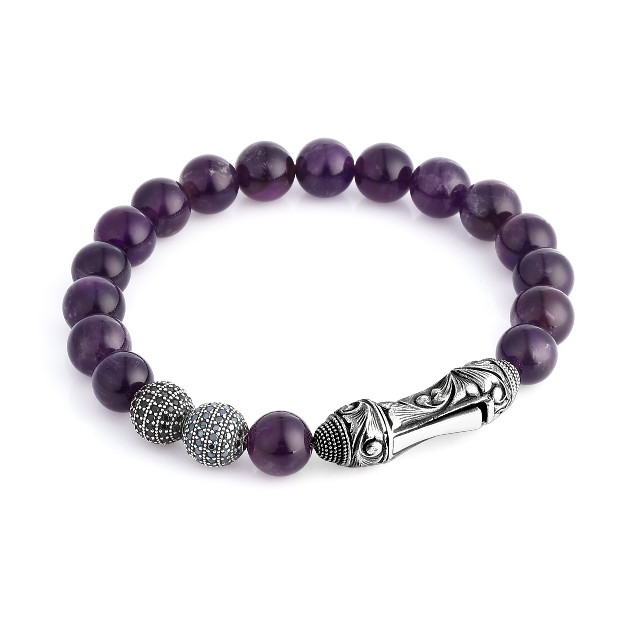 Single Lock Curved G.s. Bracelet in Sterling Silver