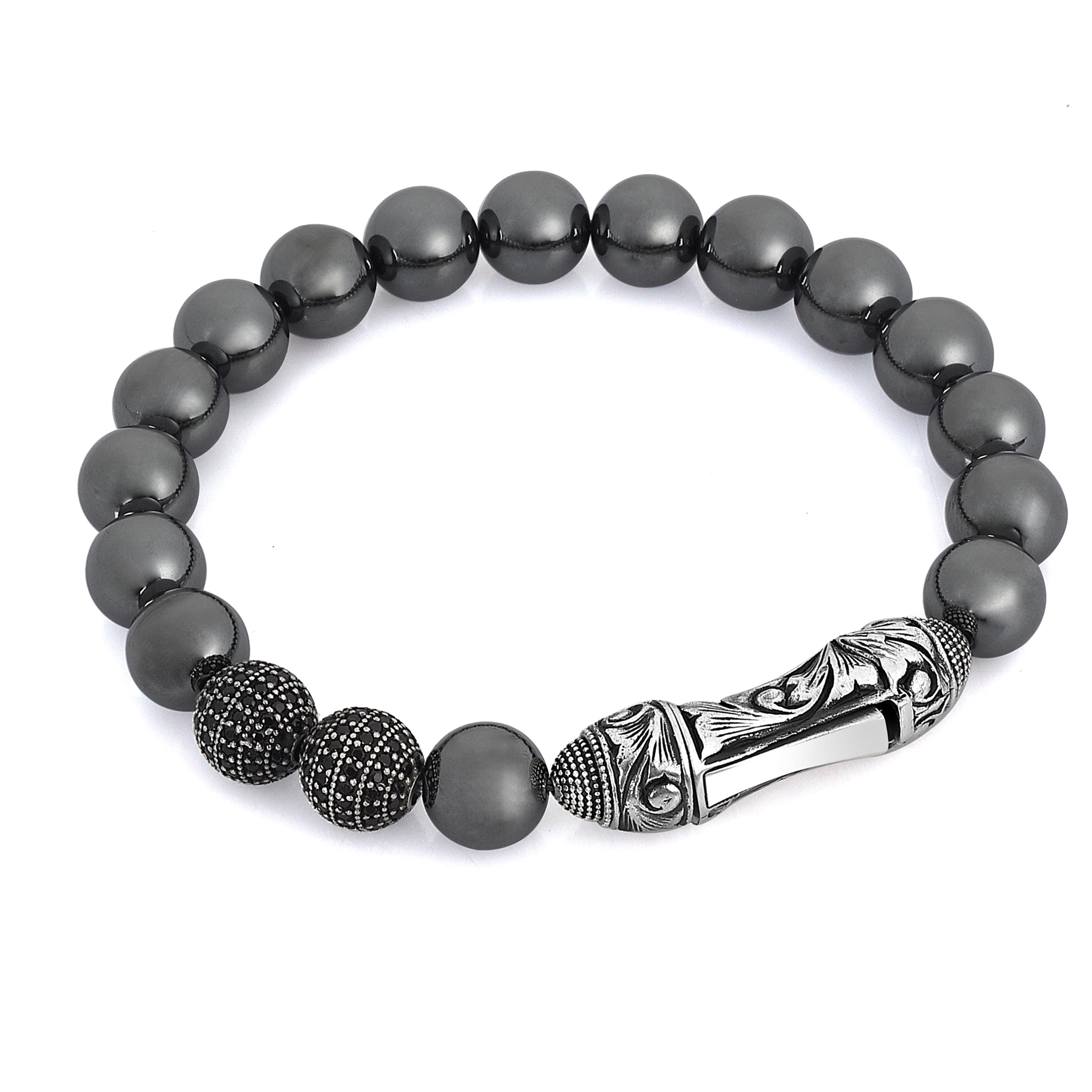 Single Lock Curved G.s. Bracelet in Sterling Silver