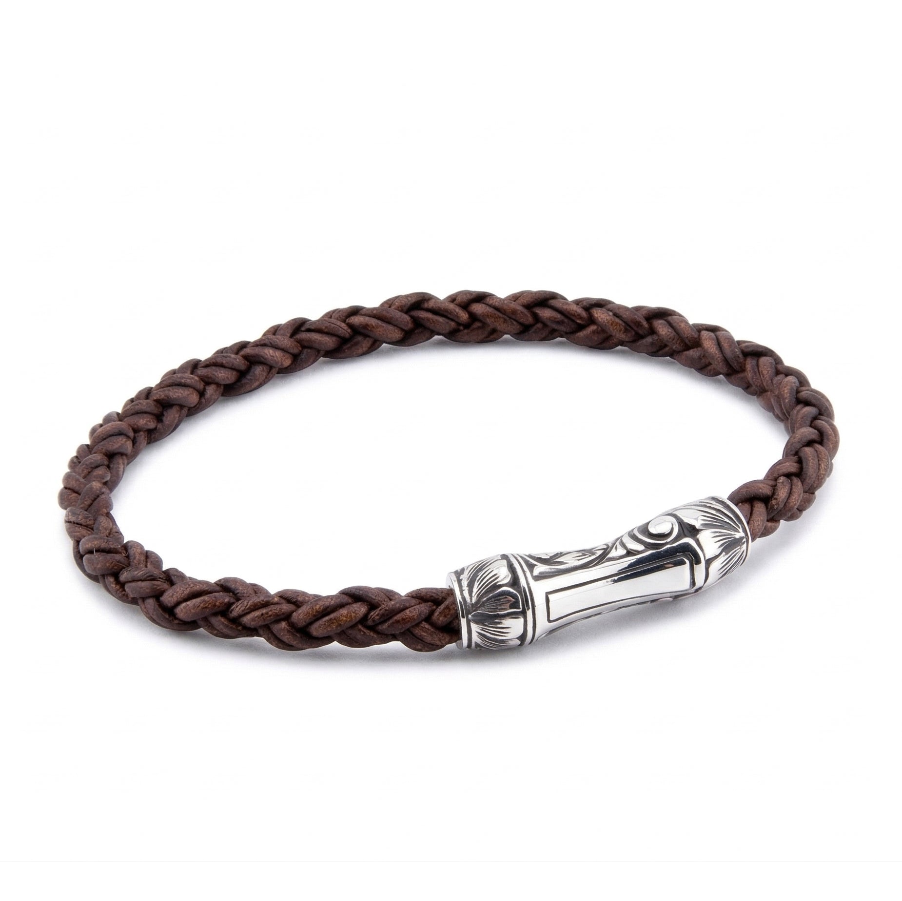 Single Lock Curved Ms Bracelet in Sterling Silver