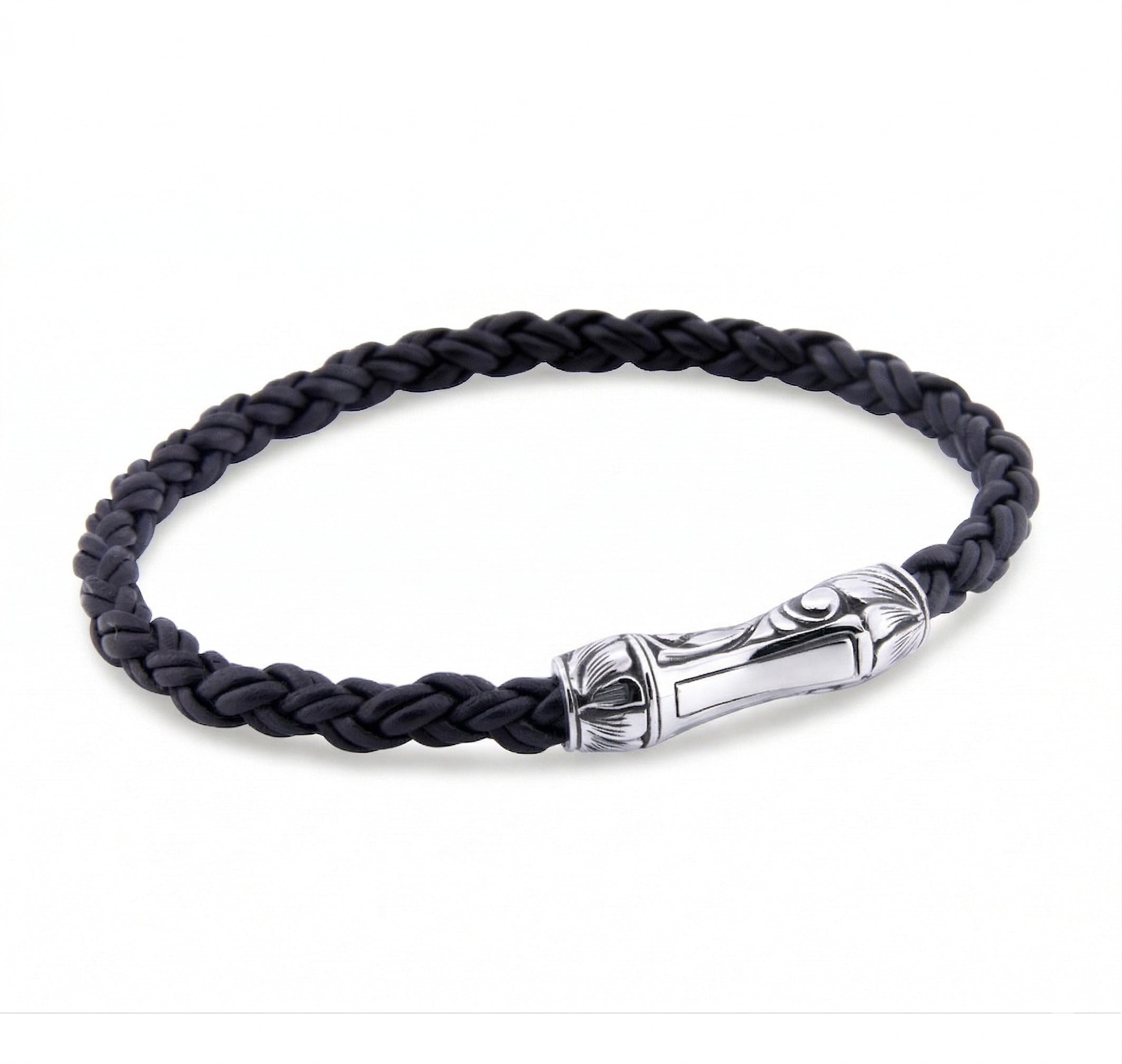 Single Lock Curved Ms Bracelet in Sterling Silver
