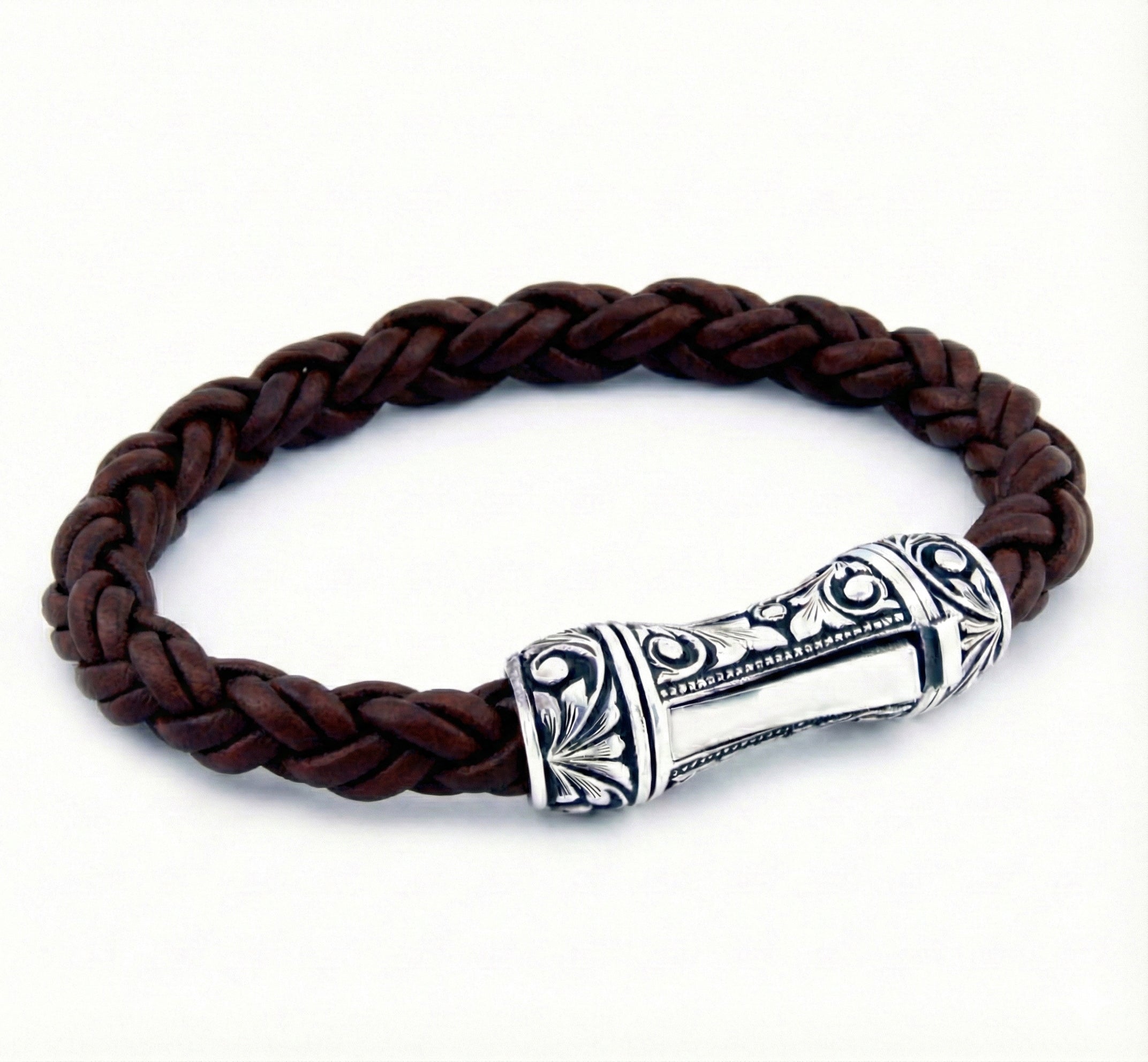 Single Lock Curved Xl Bracelet in Sterling Silver