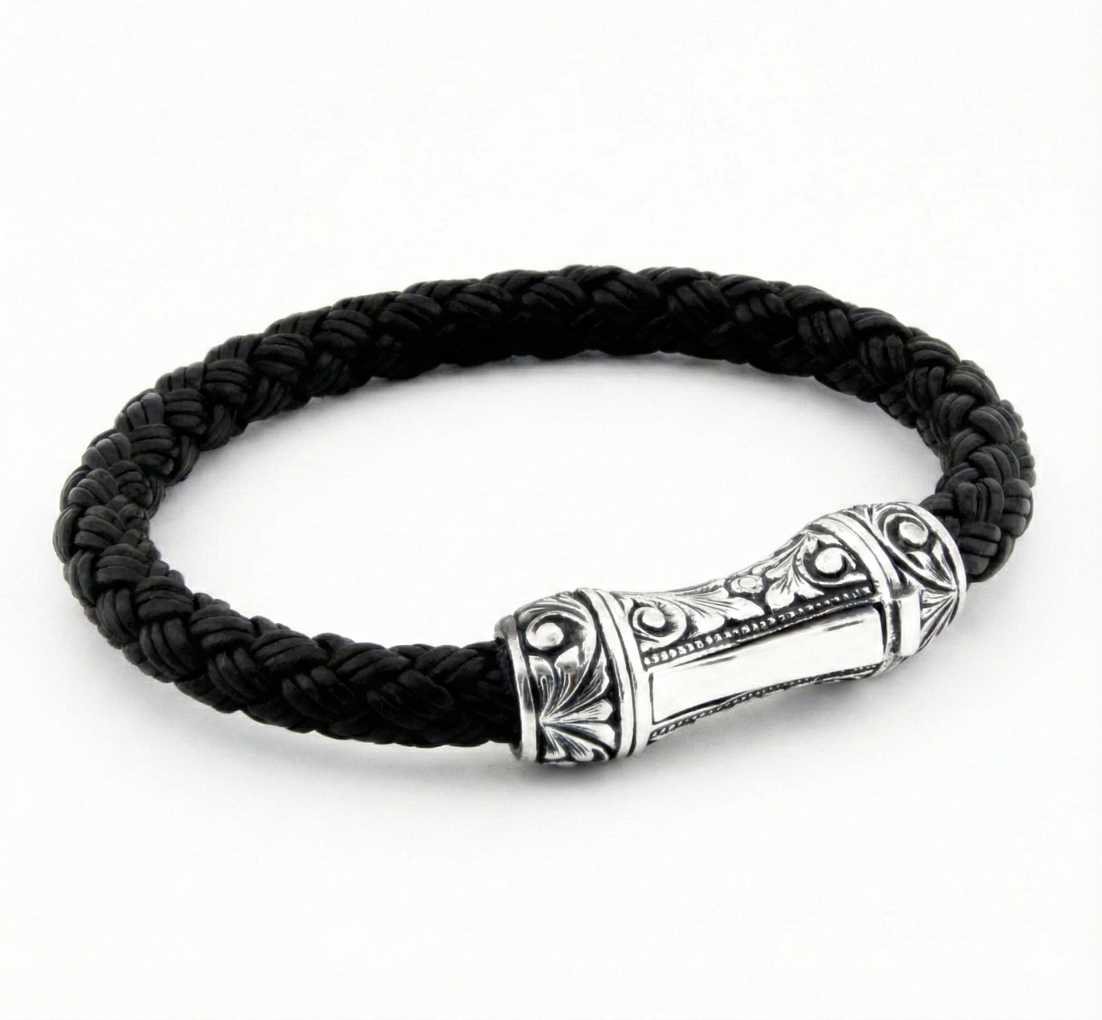 Single Lock Curved Xl Bracelet in Sterling Silver