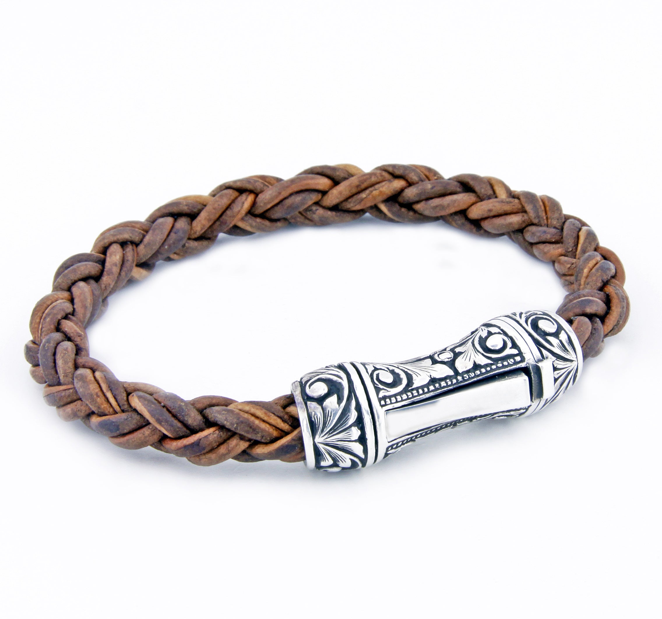 Single Lock Curved Xl Bracelet in Sterling Silver