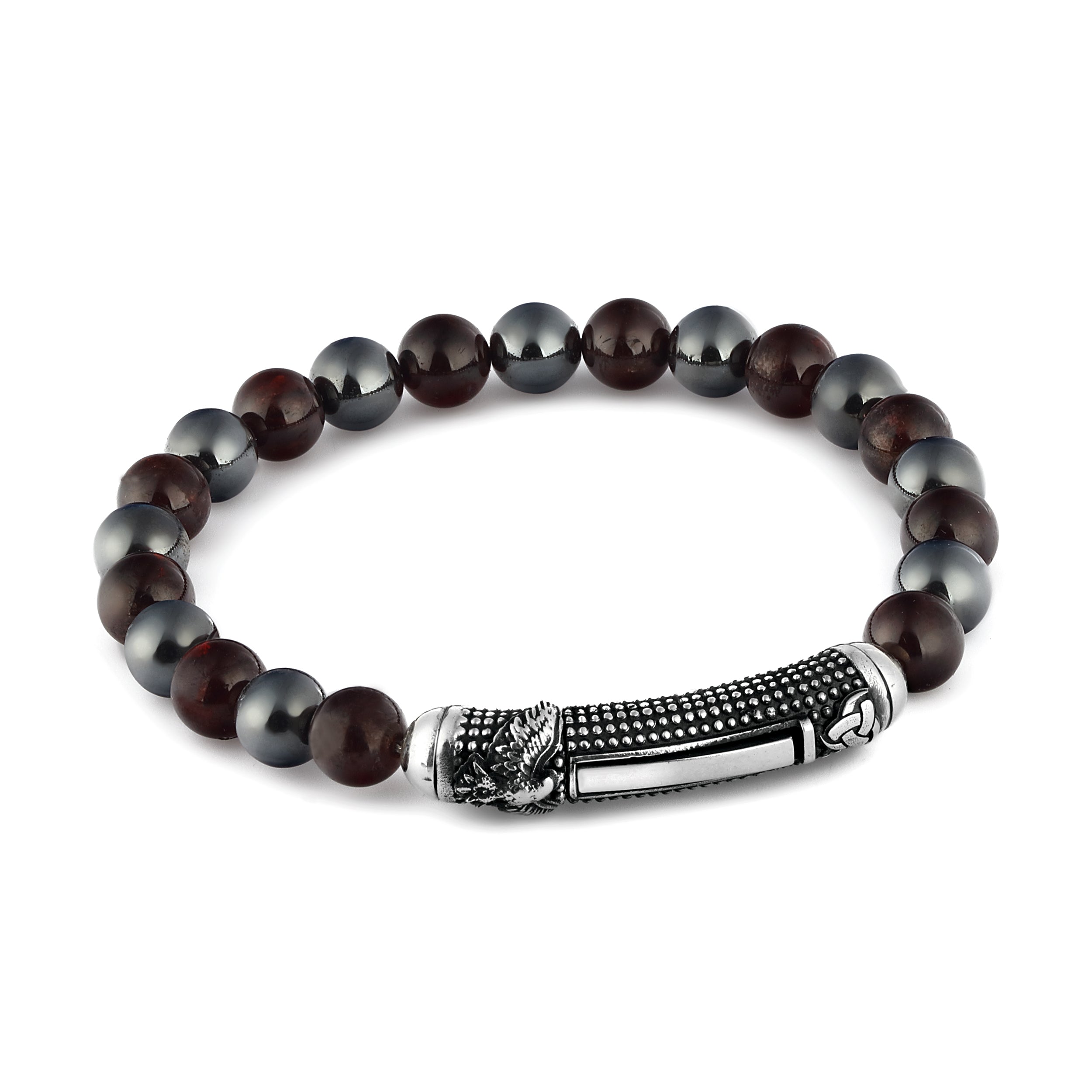 Single Lock Eagle Gem Stone Bracelet in Sterling Silver
