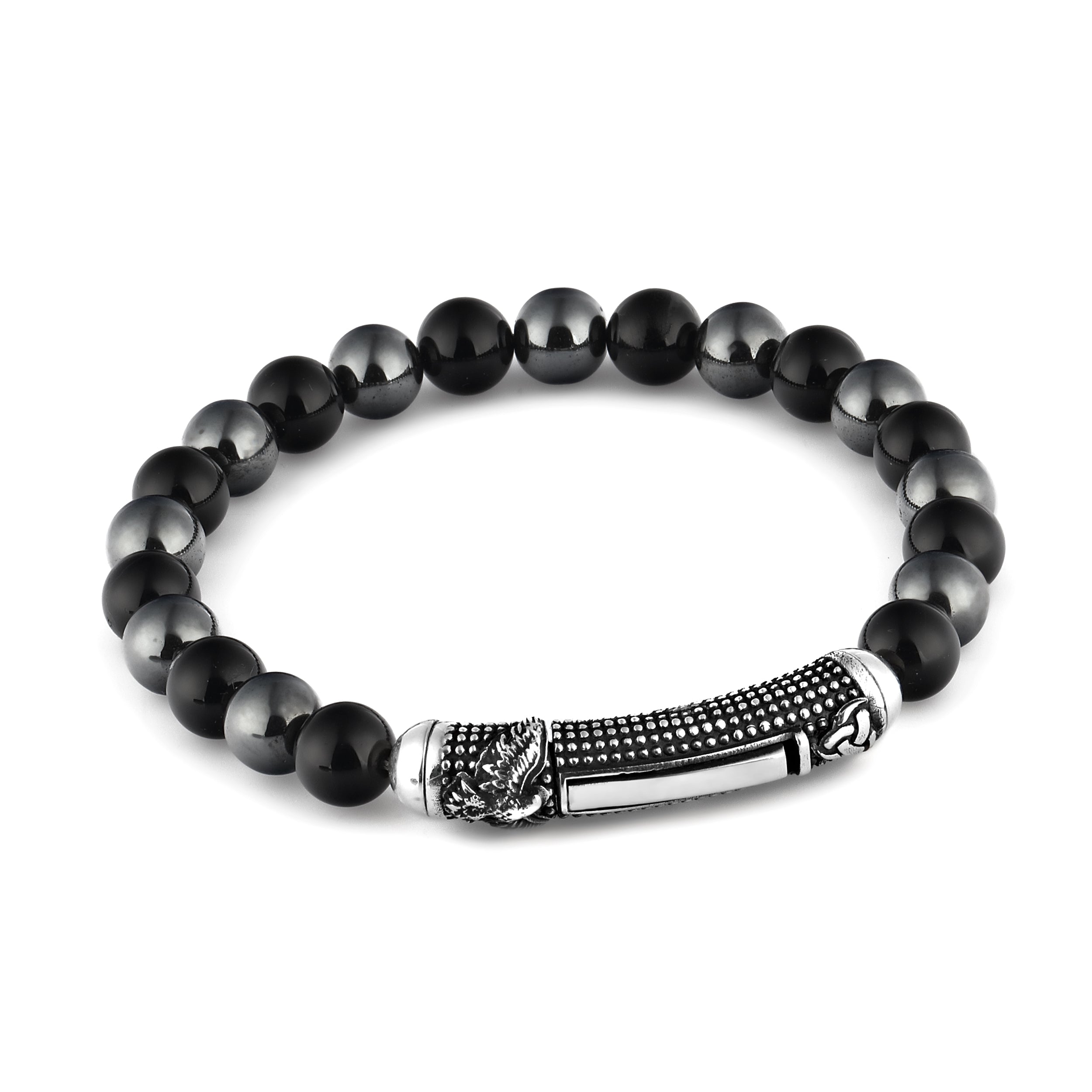 Single Lock Eagle Gem Stone Bracelet in Sterling Silver
