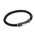 Single Lock Eagle Leather Bracelet in Sterling Silver