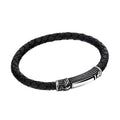 Single Lock Eagle Leather Bracelet in Sterling Silver