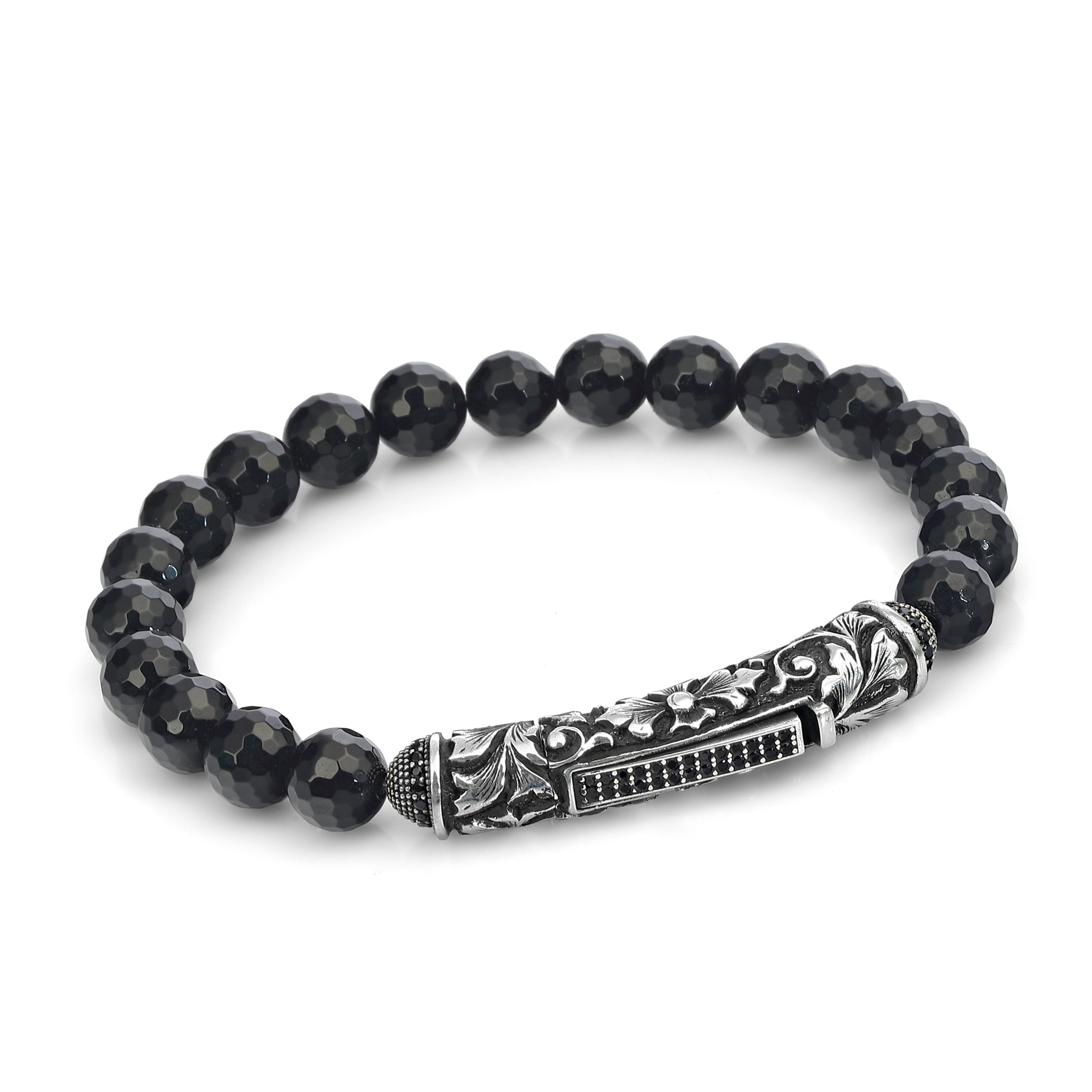 Single Lock Long Zircon Gemstone Bracelet in Sterling Silver