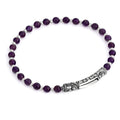 Single Lock Long Gem Stone Bracelet in Sterling Silver