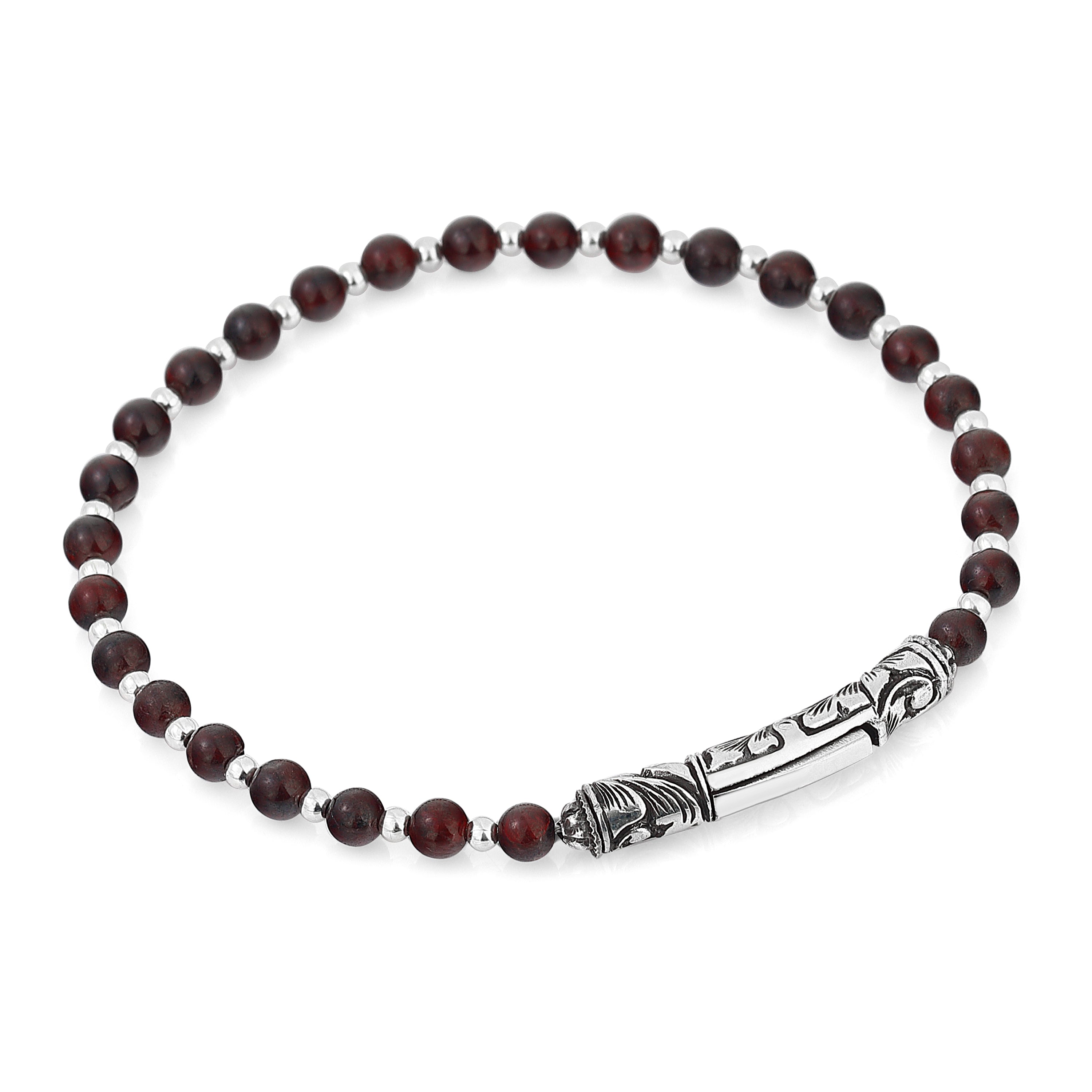 Single Lock Long Gem Stone Bracelet in Sterling Silver