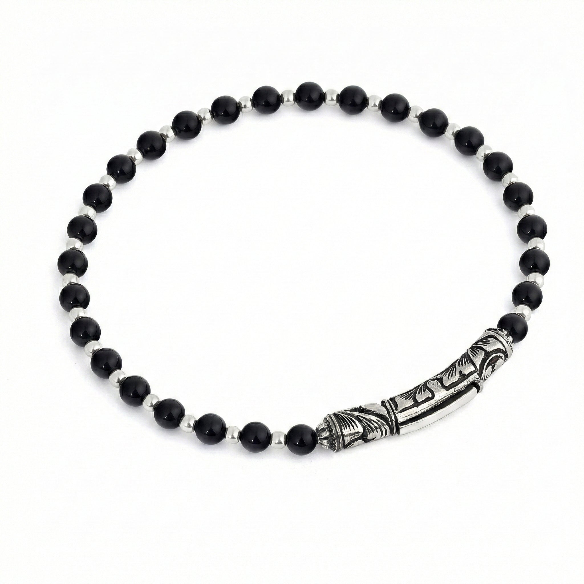 Single Lock Long Gem Stone Bracelet in Sterling Silver