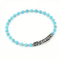 Single Lock Long Gem Stone Bracelet in Sterling Silver