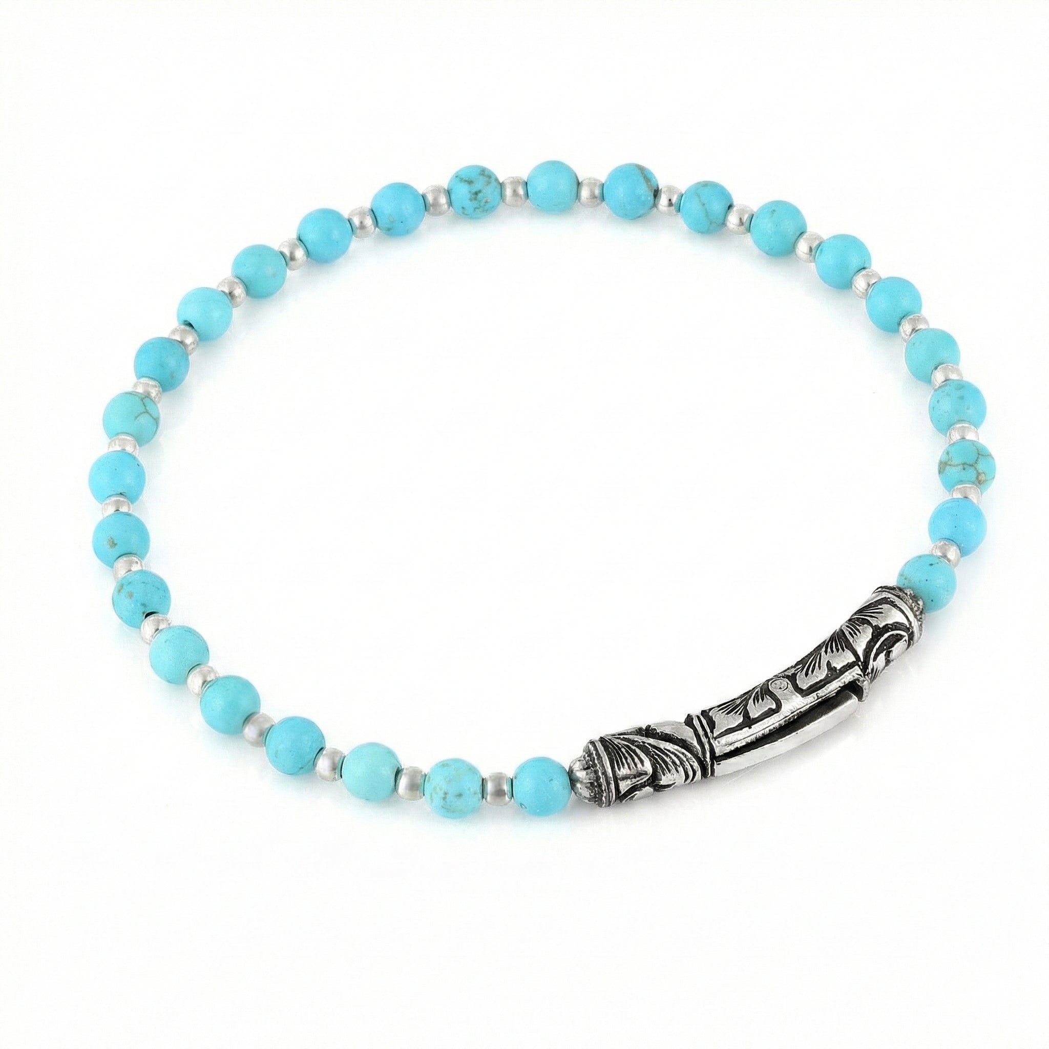 Single Lock Long Gem Stone Bracelet in Sterling Silver