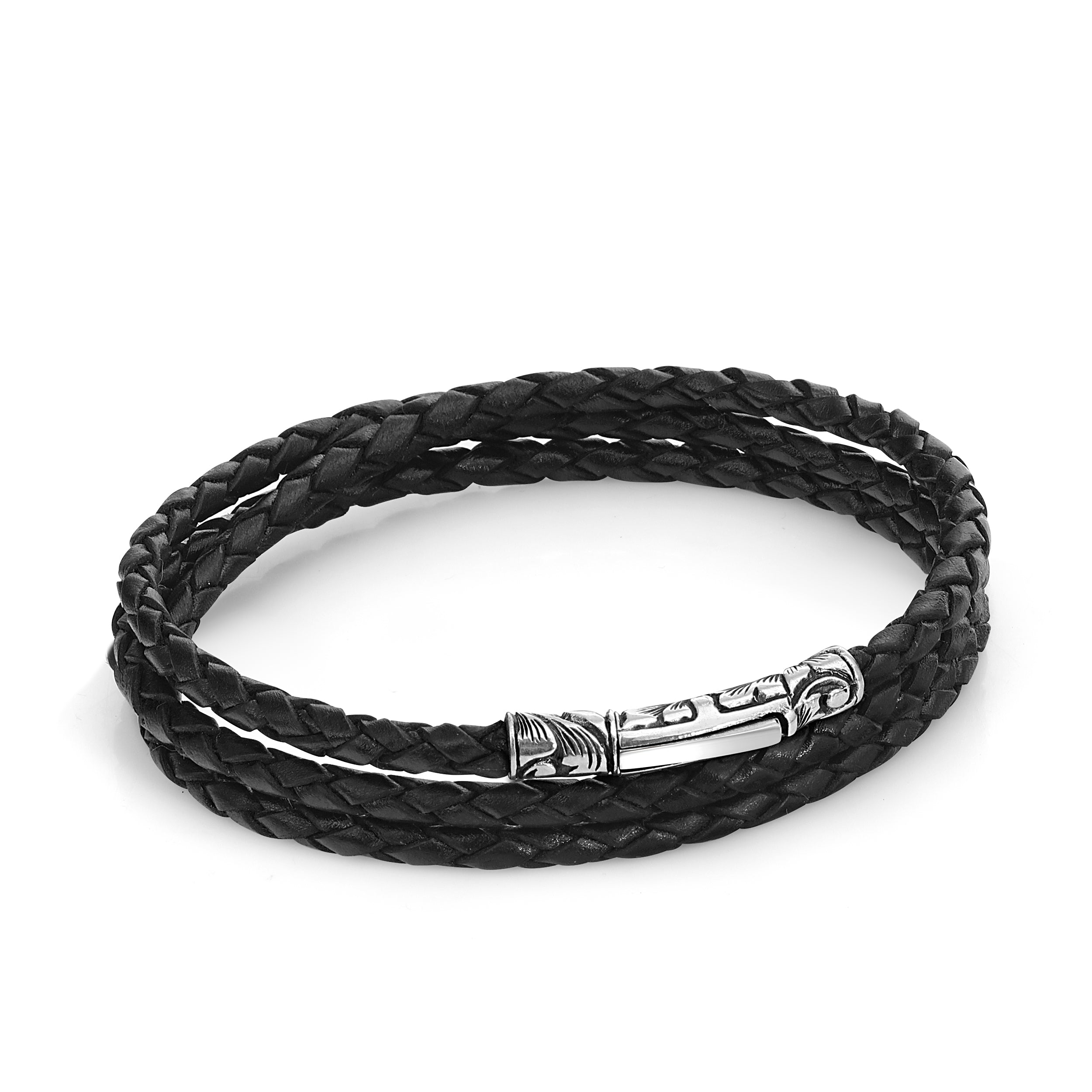 Single Lock Long (triple Cord) Bracelet in Sterling Silver