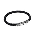 Single Lock Waves Leather Bracelet in Sterling Silver