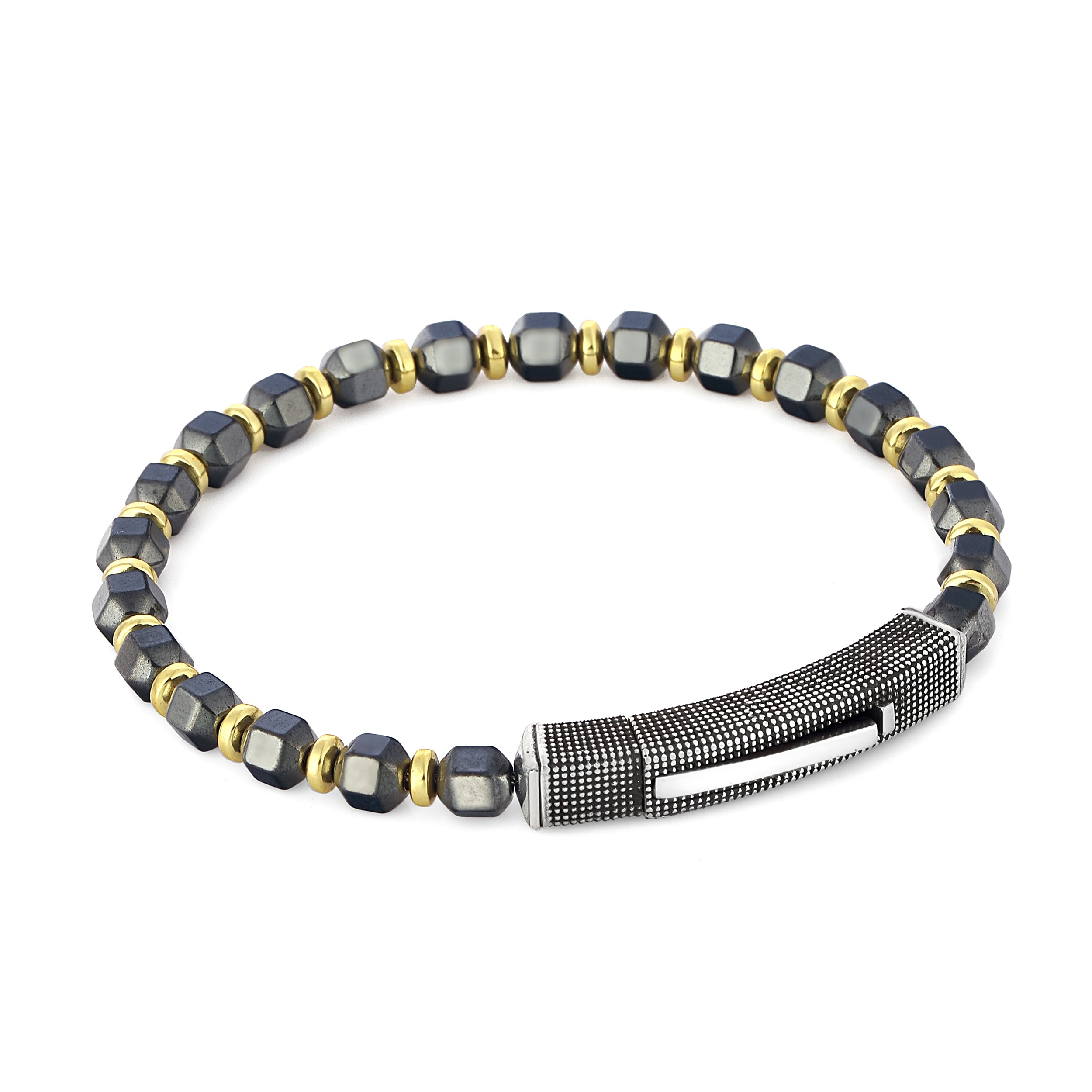 Single Lock Bubble Sqr Bracelet in Sterling Silver